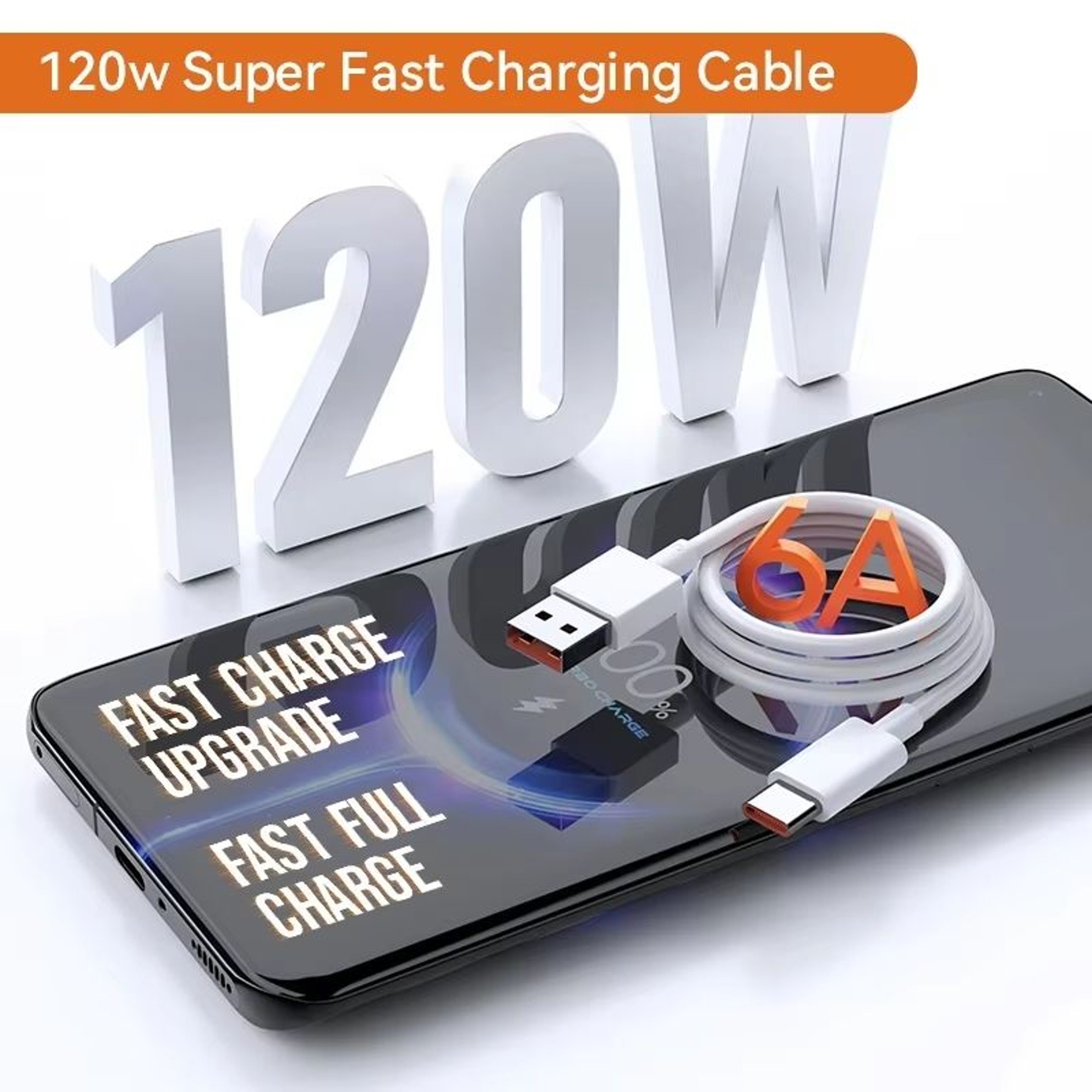 120W Turbo USBC Fast Charging Cable For Xiaomi  Redmi  UltraDurable TypeC Power Cord For Rapid Char 4