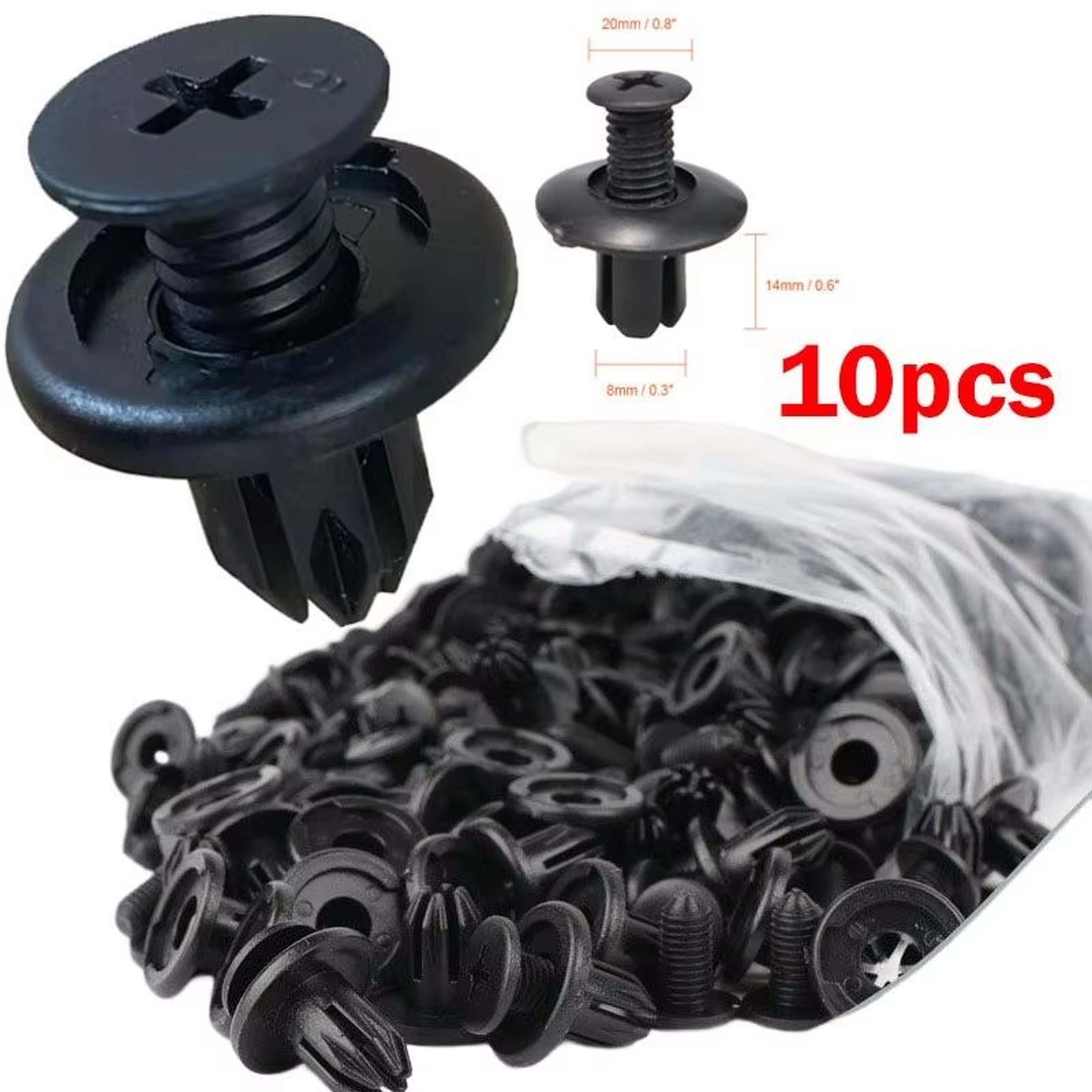 Universal 8mm Plastic Car Rivet Fasteners  Durable Fender  Bumper Clips For Toyota Kia Nissan And Y 7