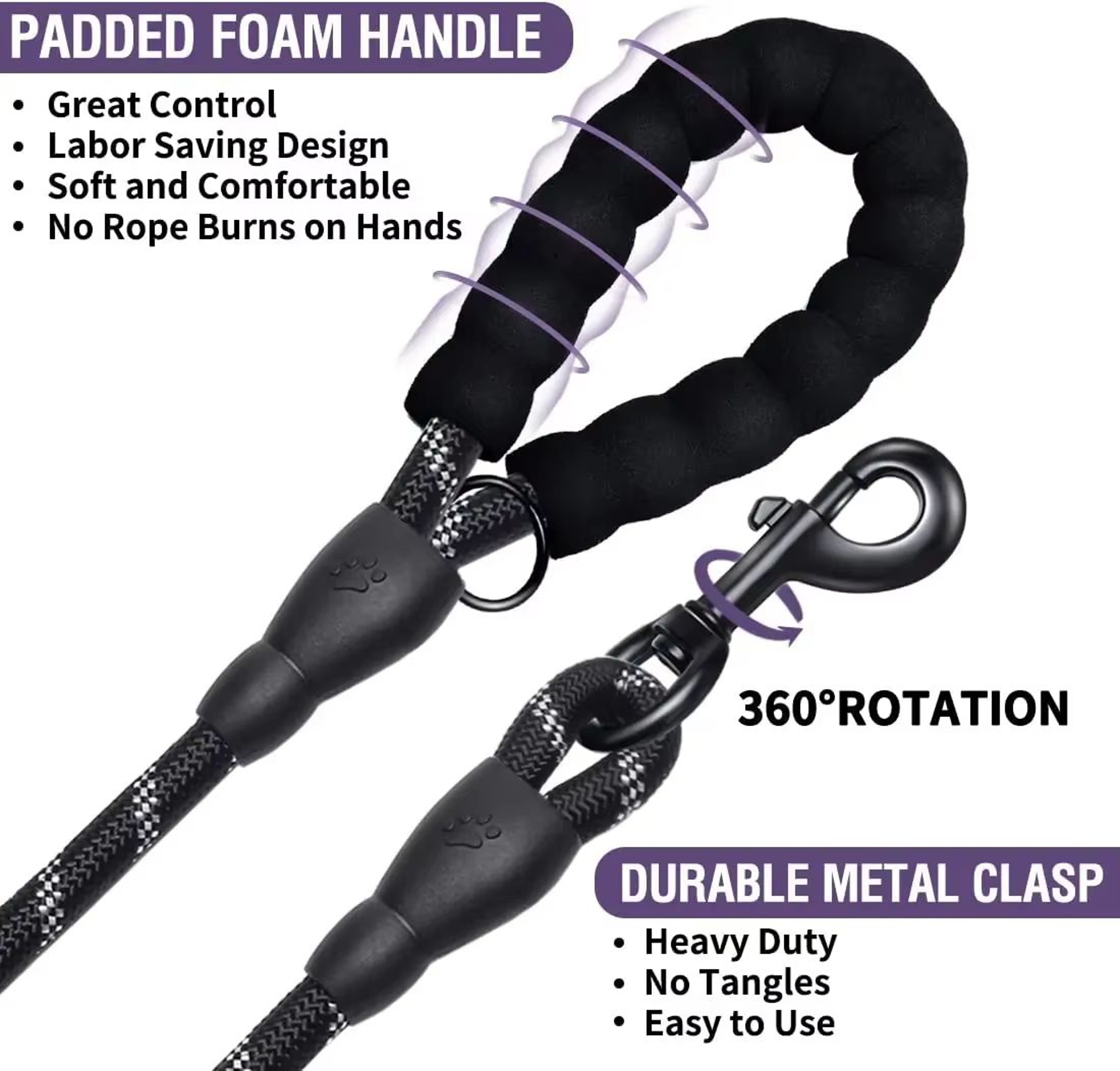 Durable Reflective Dog Leash  HeavyDuty Nylon Lead For Small Medium  Large Dogs 2