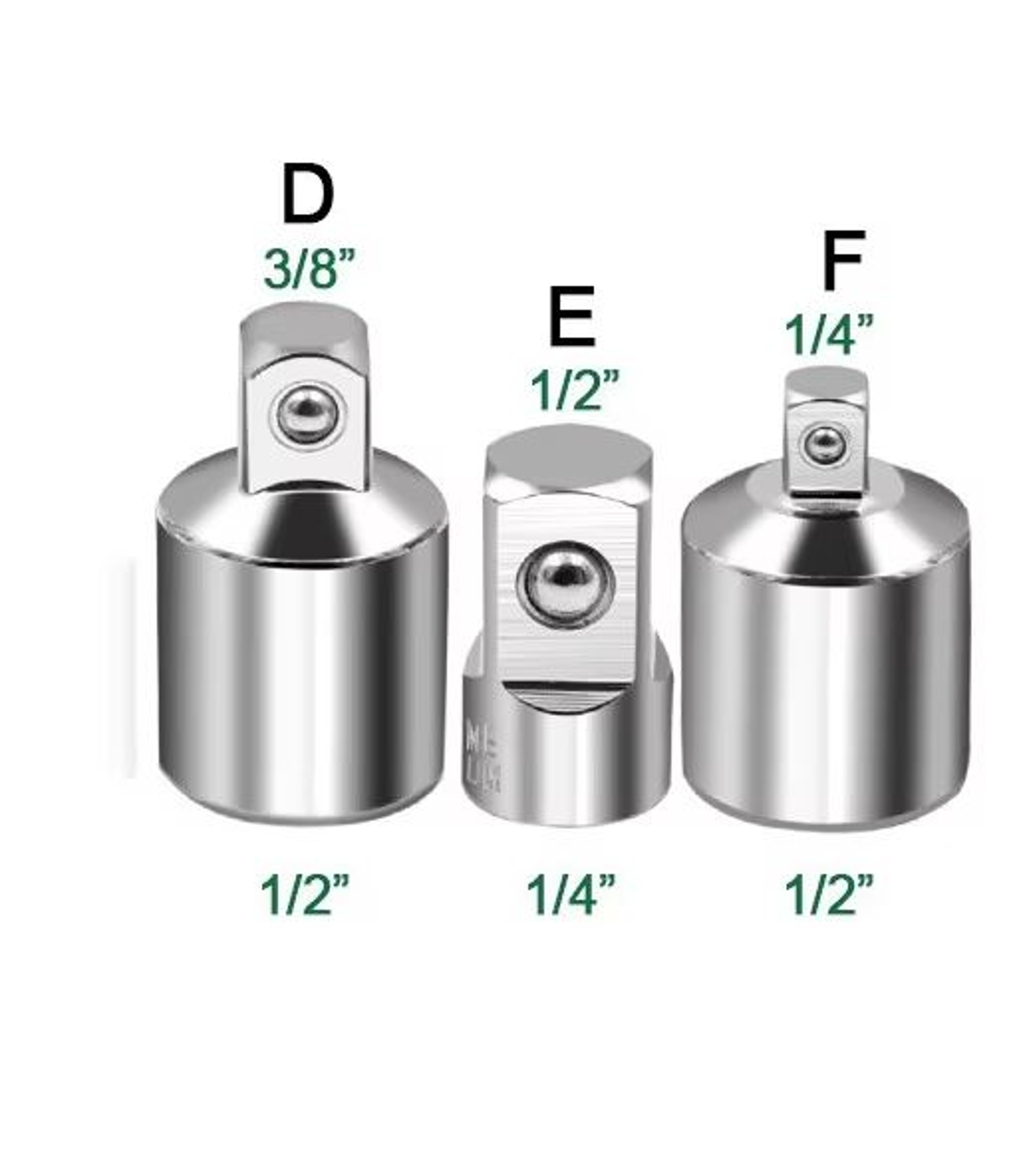 CRV Chrome Vanadium Steel Socket Adapter Set  12 To 38 To 14 Ratchet Wrench Converter 14