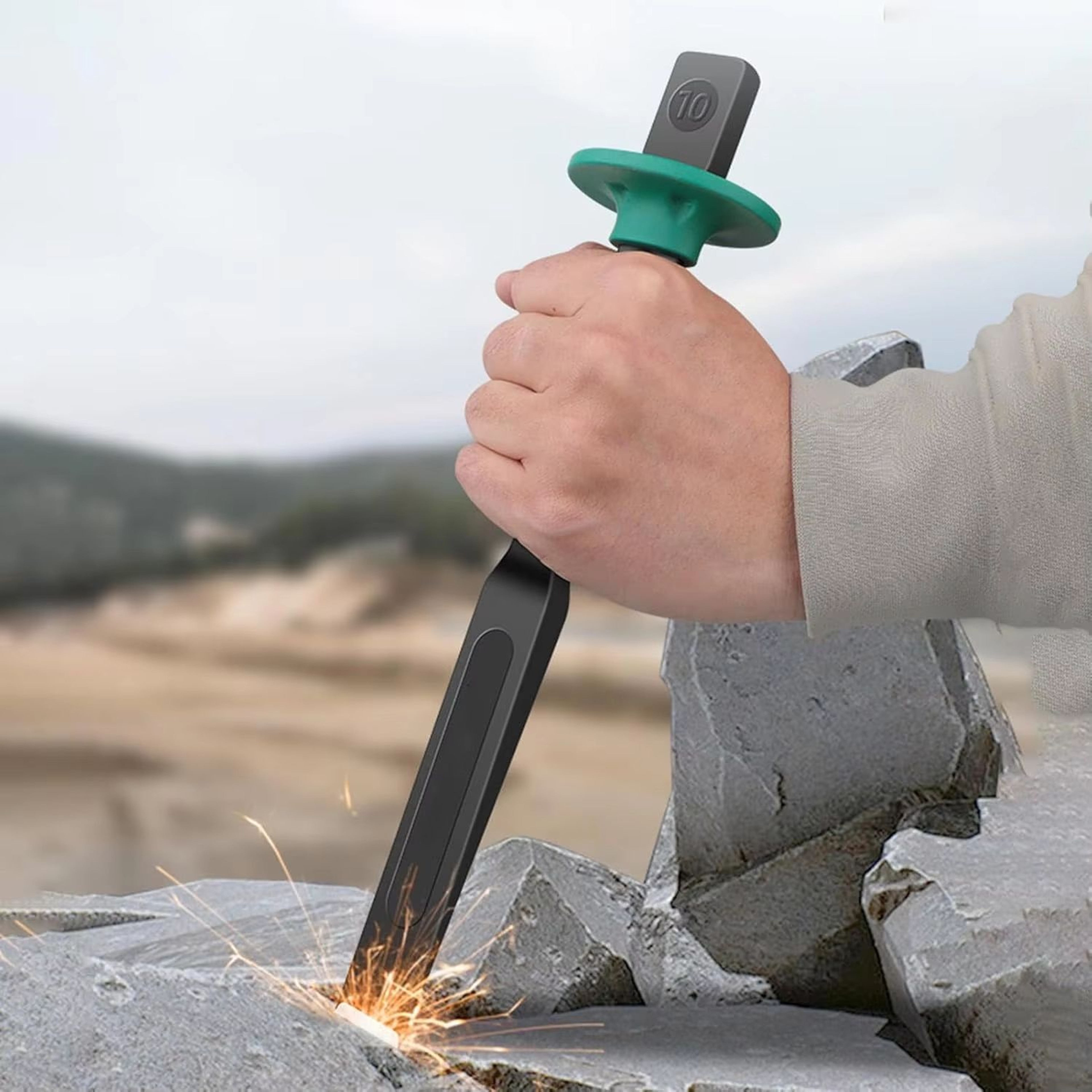 ForgeMaster HeavyDuty Flat Chisel With Hand Guard  Chrome Vanadium Steel Masonry  Concrete Cutting  2