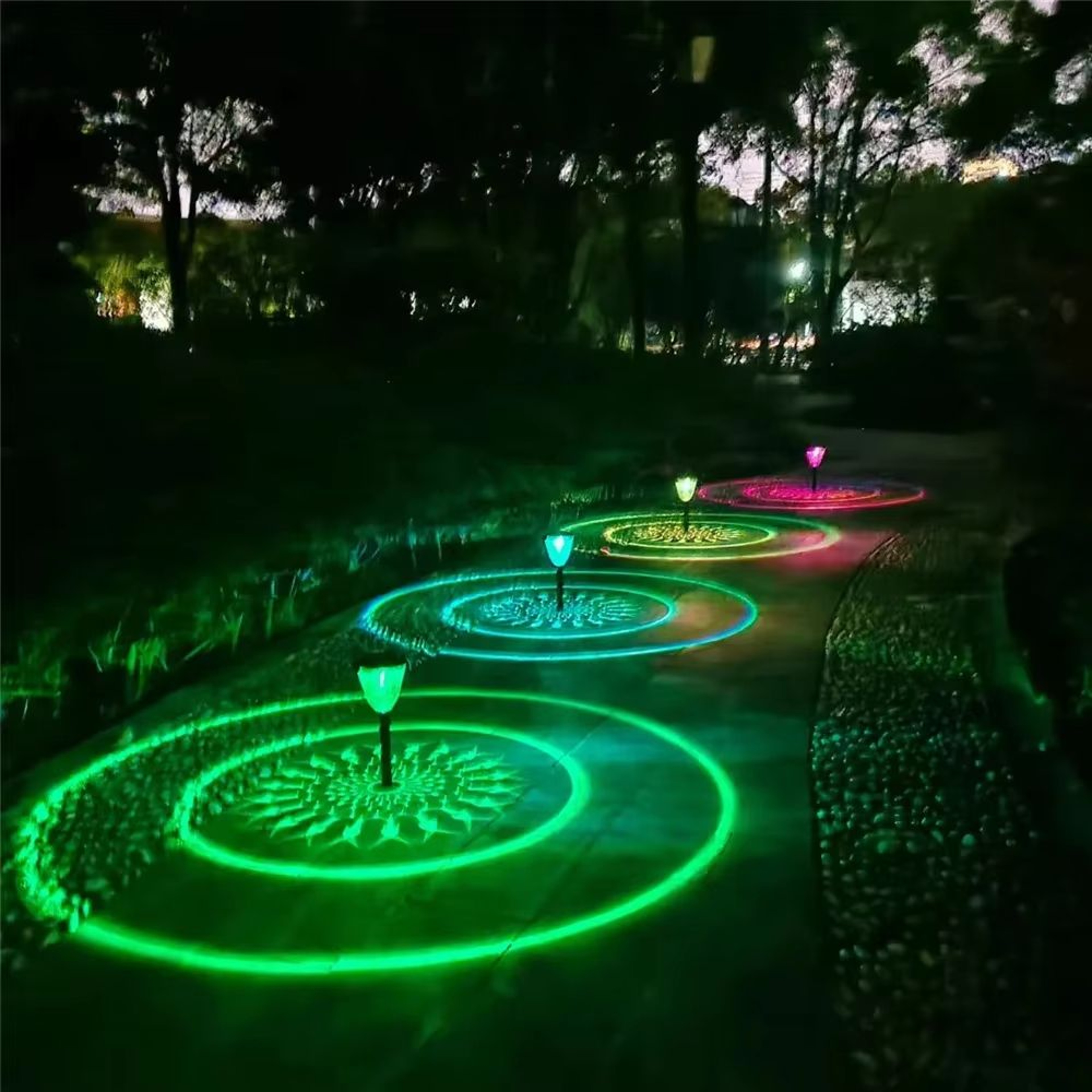 LumaPath Solar Pathway Lights  Waterproof Outdoor Garden Lamps With Circle Pattern Glow For Yard Wa 8