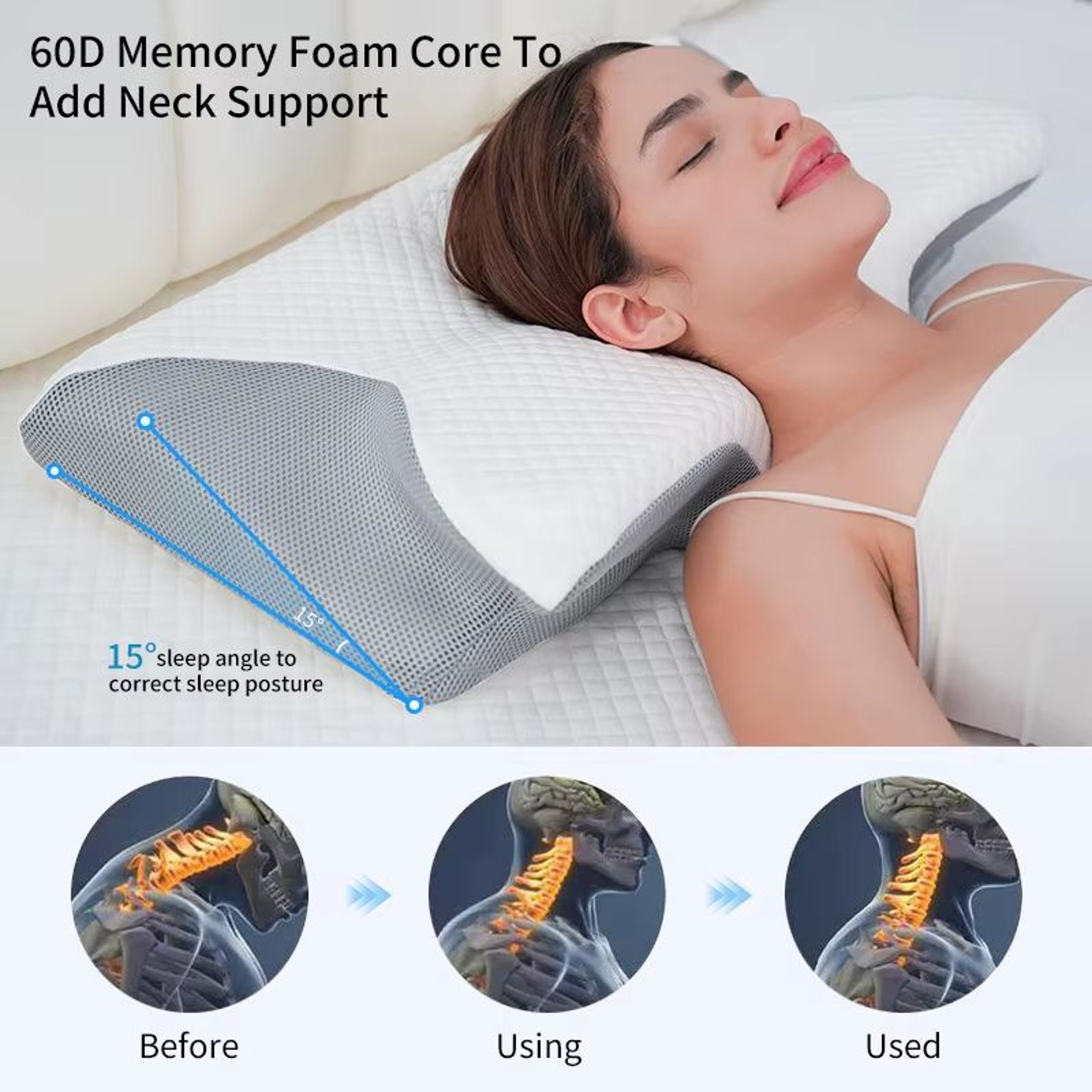 ErgoComfort Memory Foam Pillow For Side Sleepers  Slow Rebound Cervical Support Cushion 0