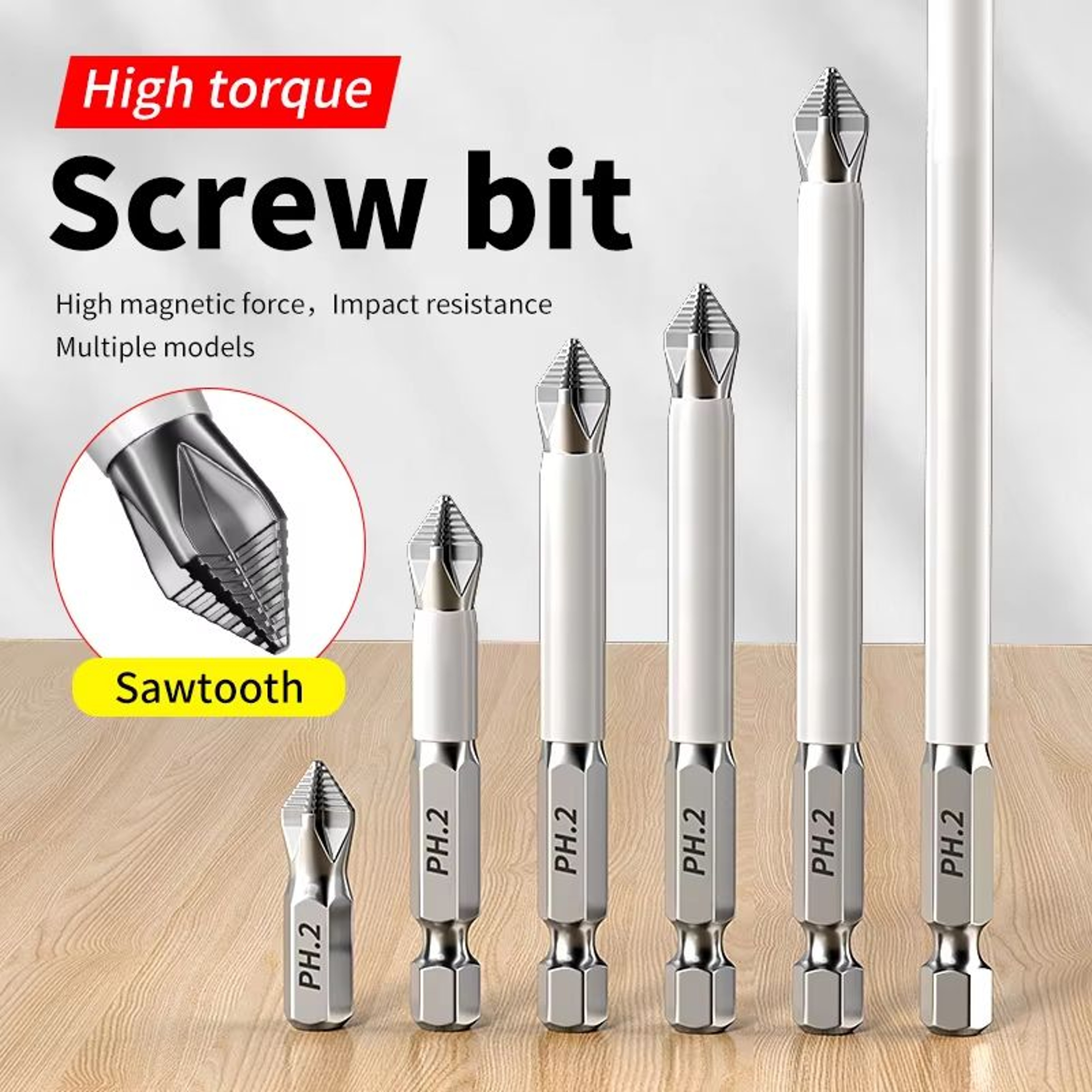 PrecisionGrip 6Piece Magnetic Cross Head Screwdriver Bit Set  High Hardness Drill Bits For Electric 0