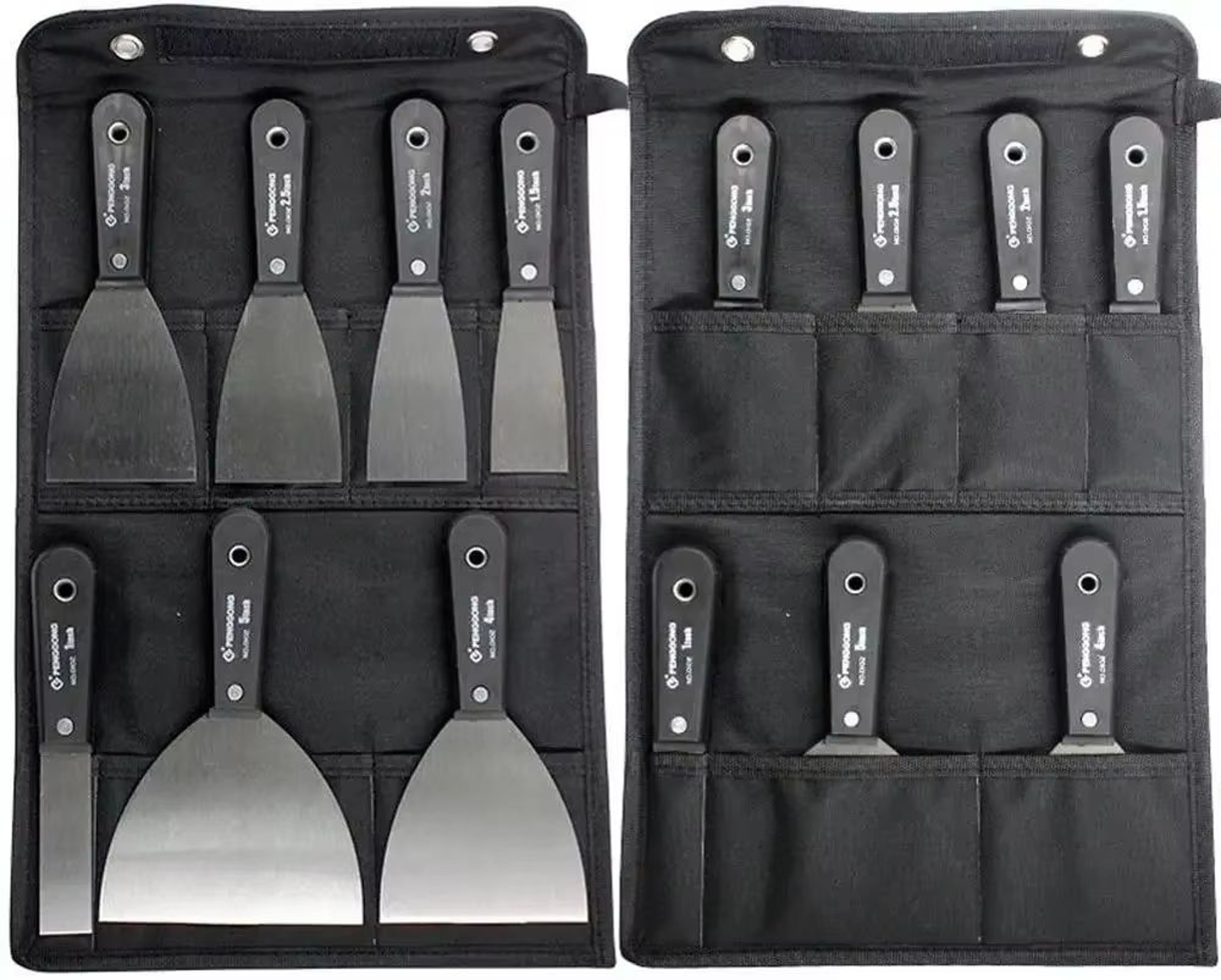 ProFlex 7Piece Carbon Steel Putty Knife  Scraper Set  SoftGrip Handle Kit With Storage Bag 0