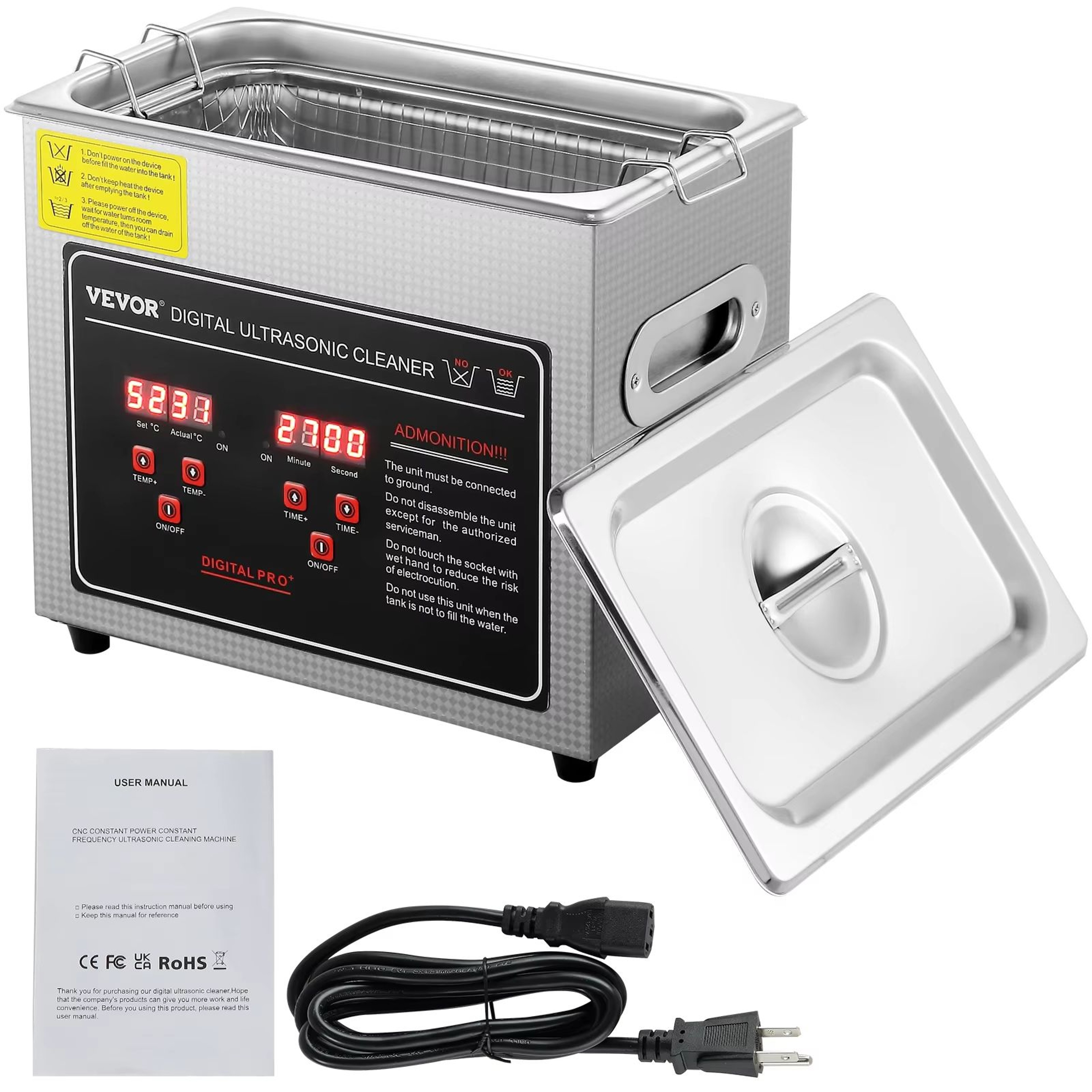 ProClean StainlessSteel Ultrasonic Cleaner  Portable Home Cleaning Machine 2 L  30 L Capacity 0