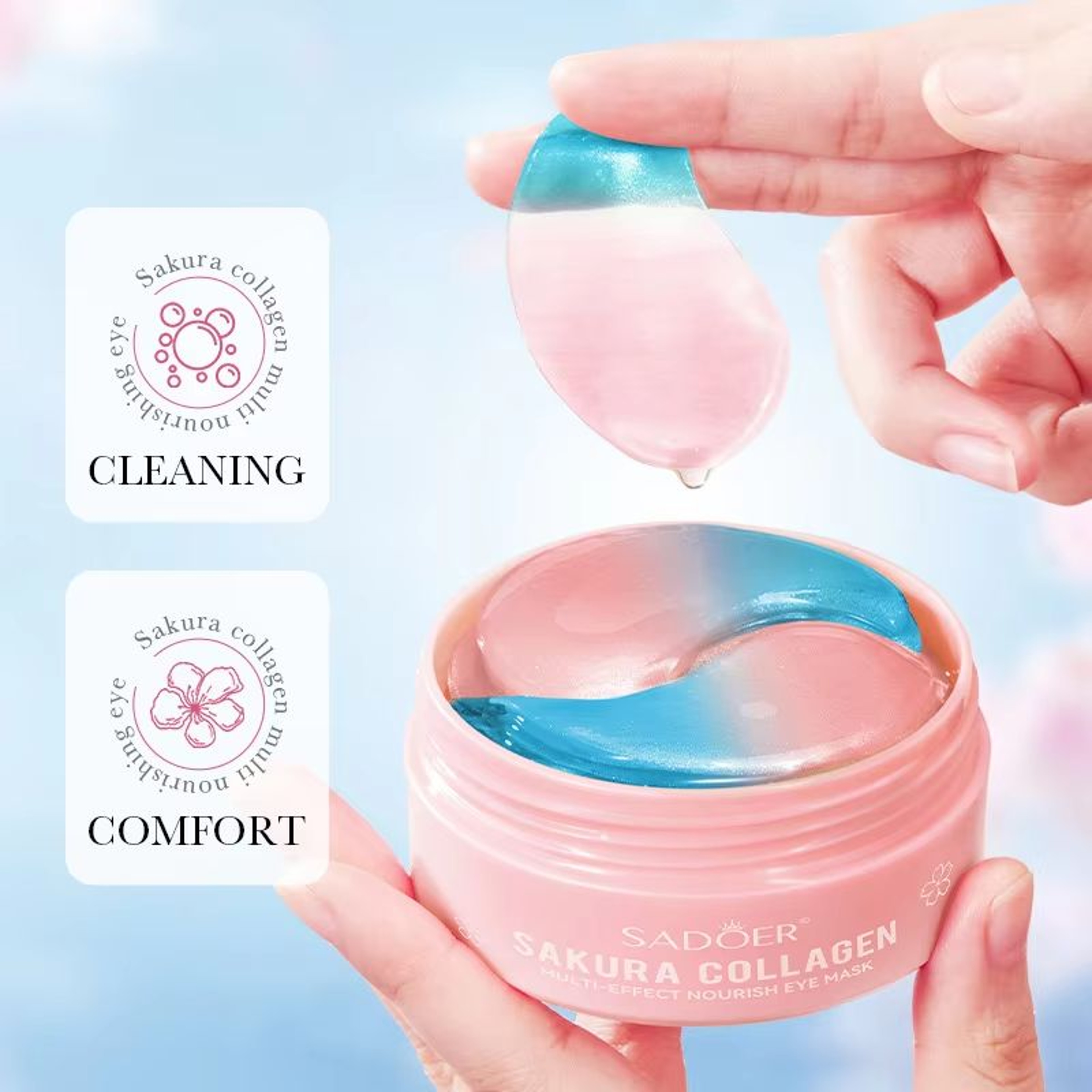 SADOER Sakura Collagen Eye Mask  60pcs  AntiDark Circles Puffiness  Wrinkle Care 4
