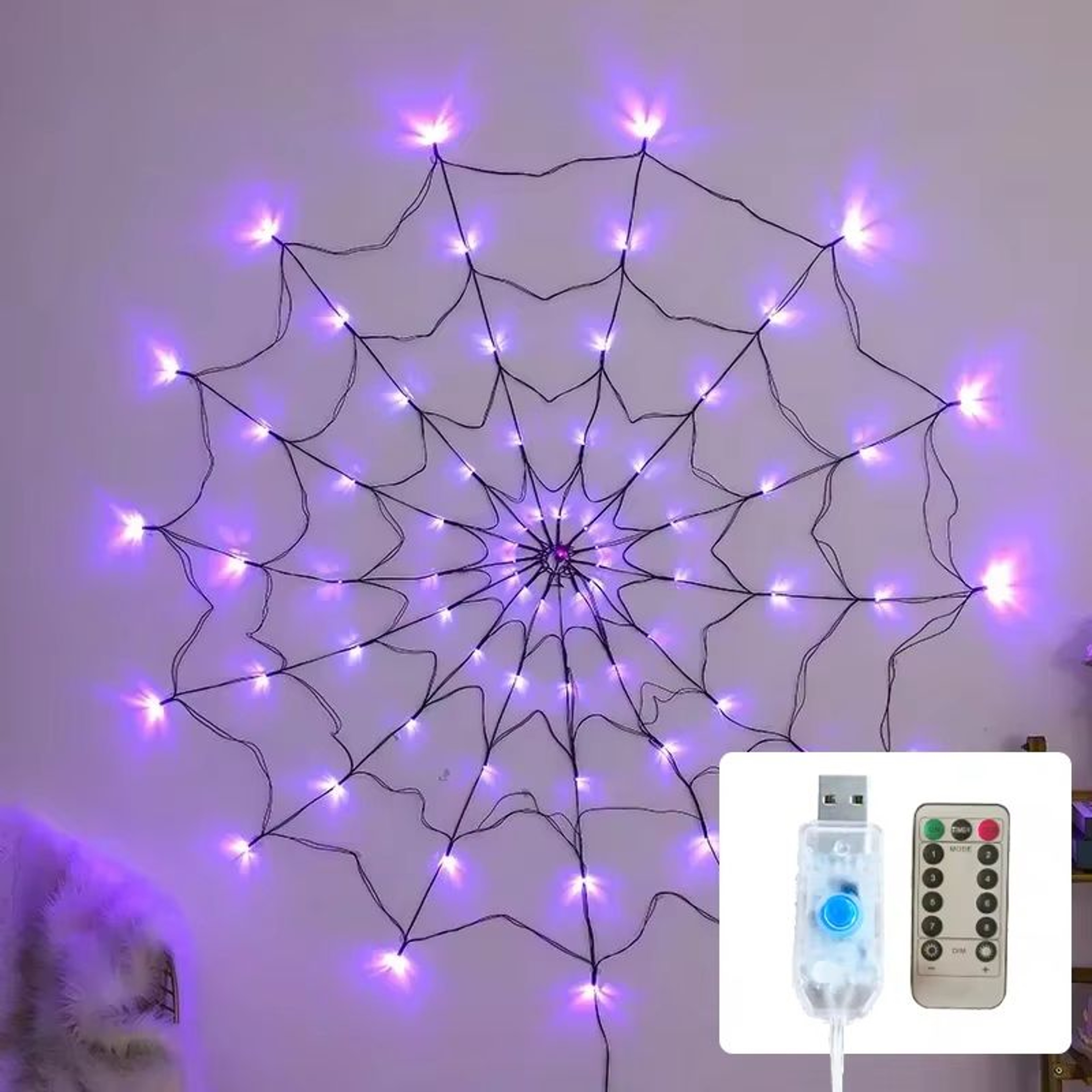 Halloween LED Spider Web String Lights  Ghost Festival Atmosphere Decoration 5