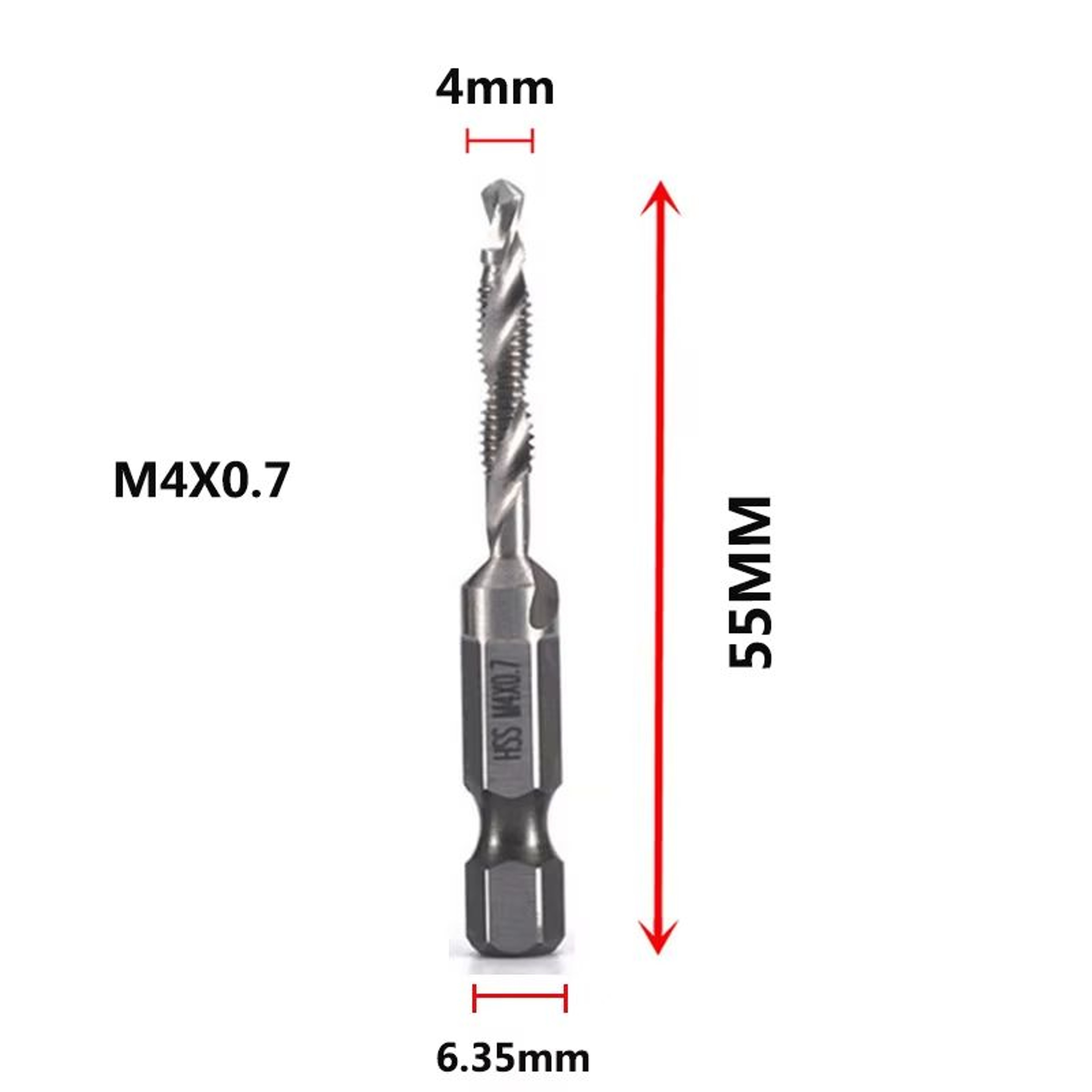 Titanium Plated HSS Hex Shank Screw Tap Drill Bits  Metric M3M10 11