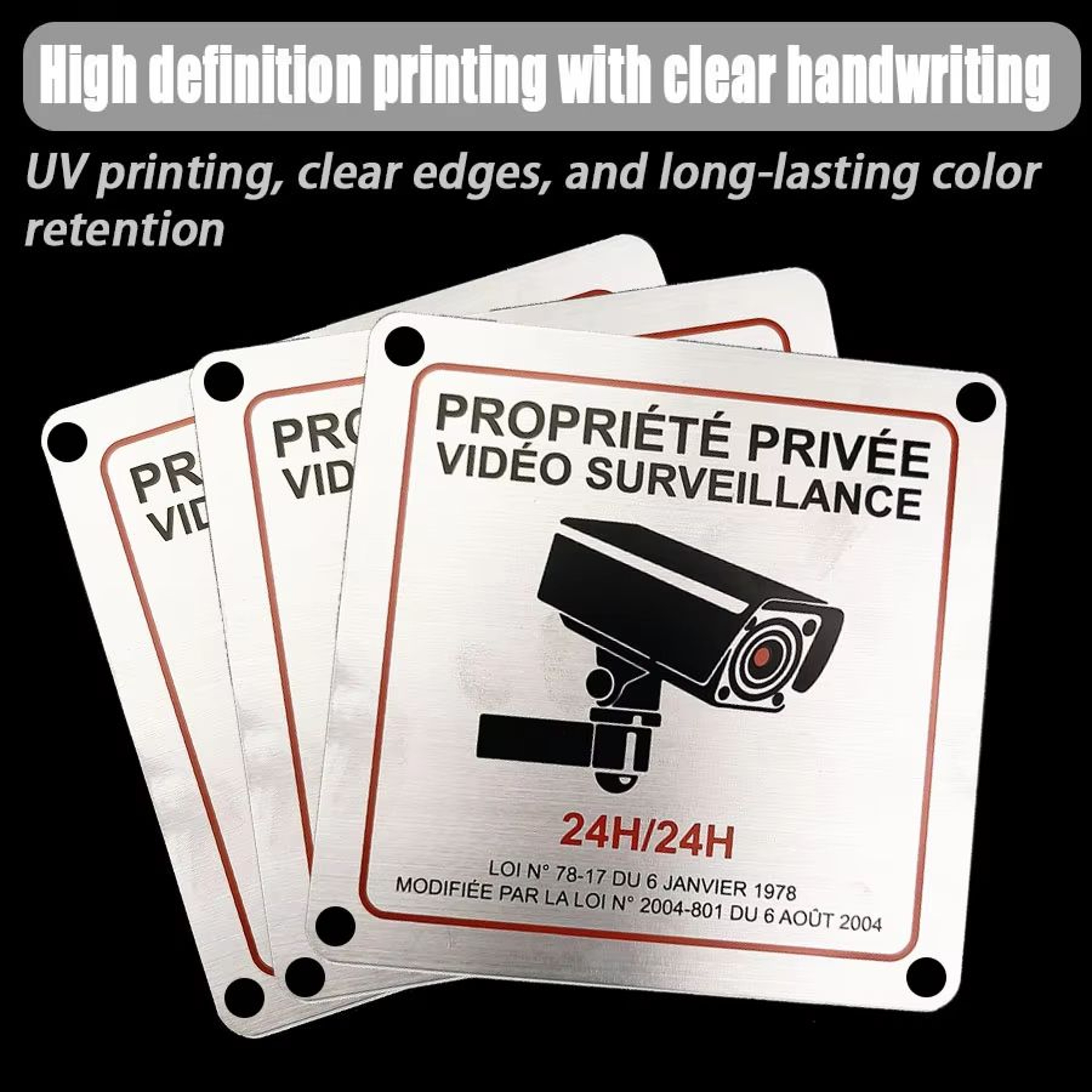 Premium French Aluminum Alloy Private Property Video Surveillance Sign 2