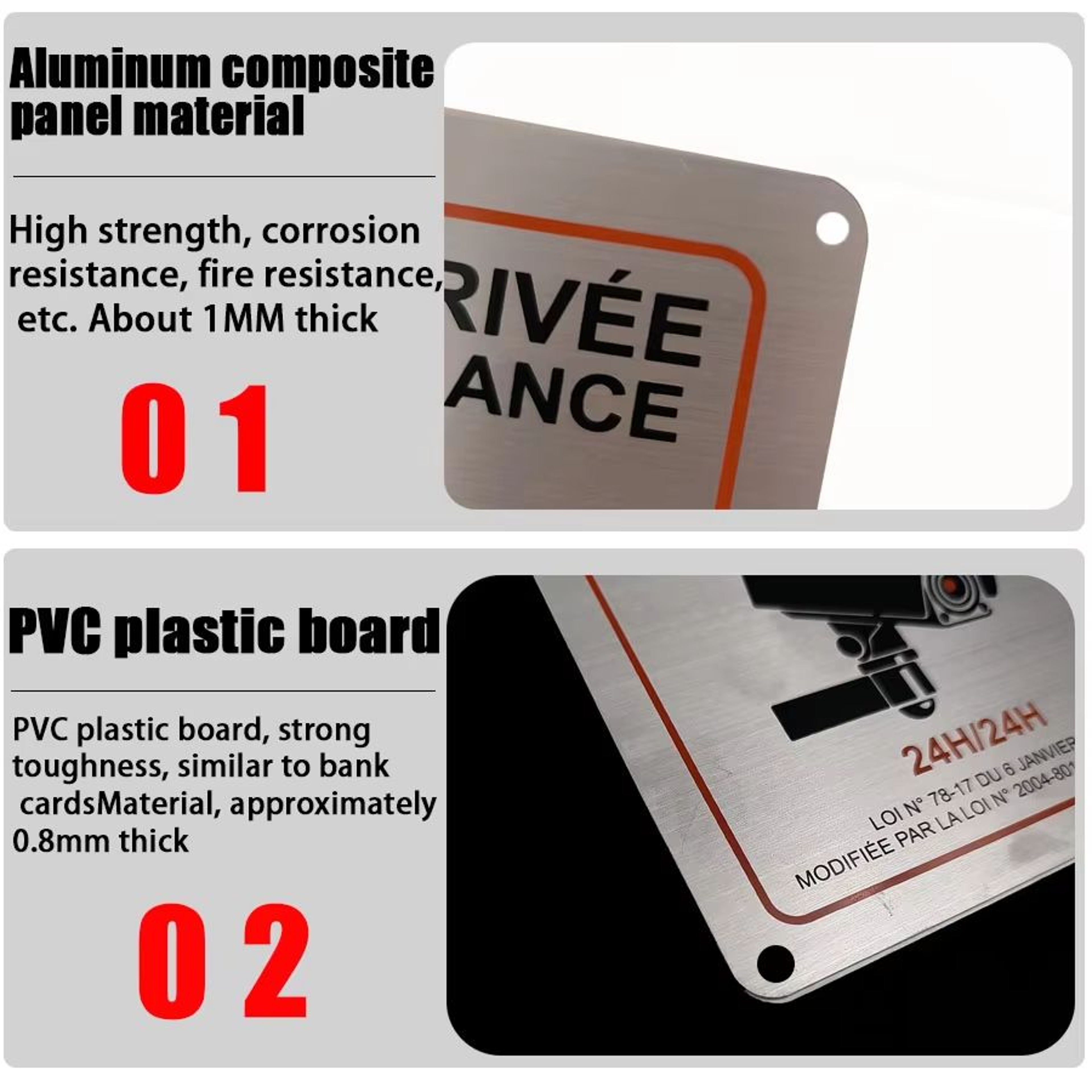 Premium French Aluminum Alloy Private Property Video Surveillance Sign 4
