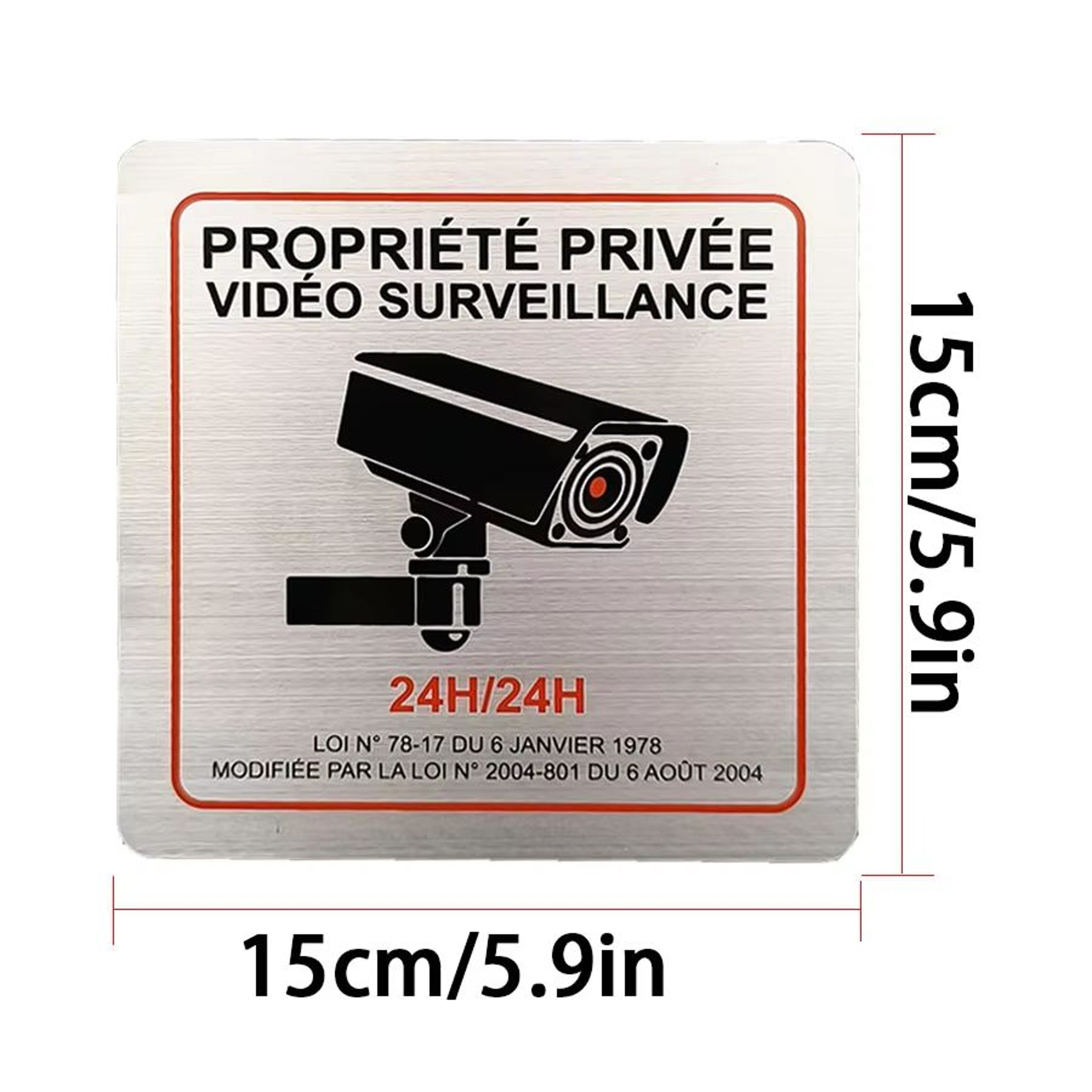 Premium French Aluminum Alloy Private Property Video Surveillance Sign 6