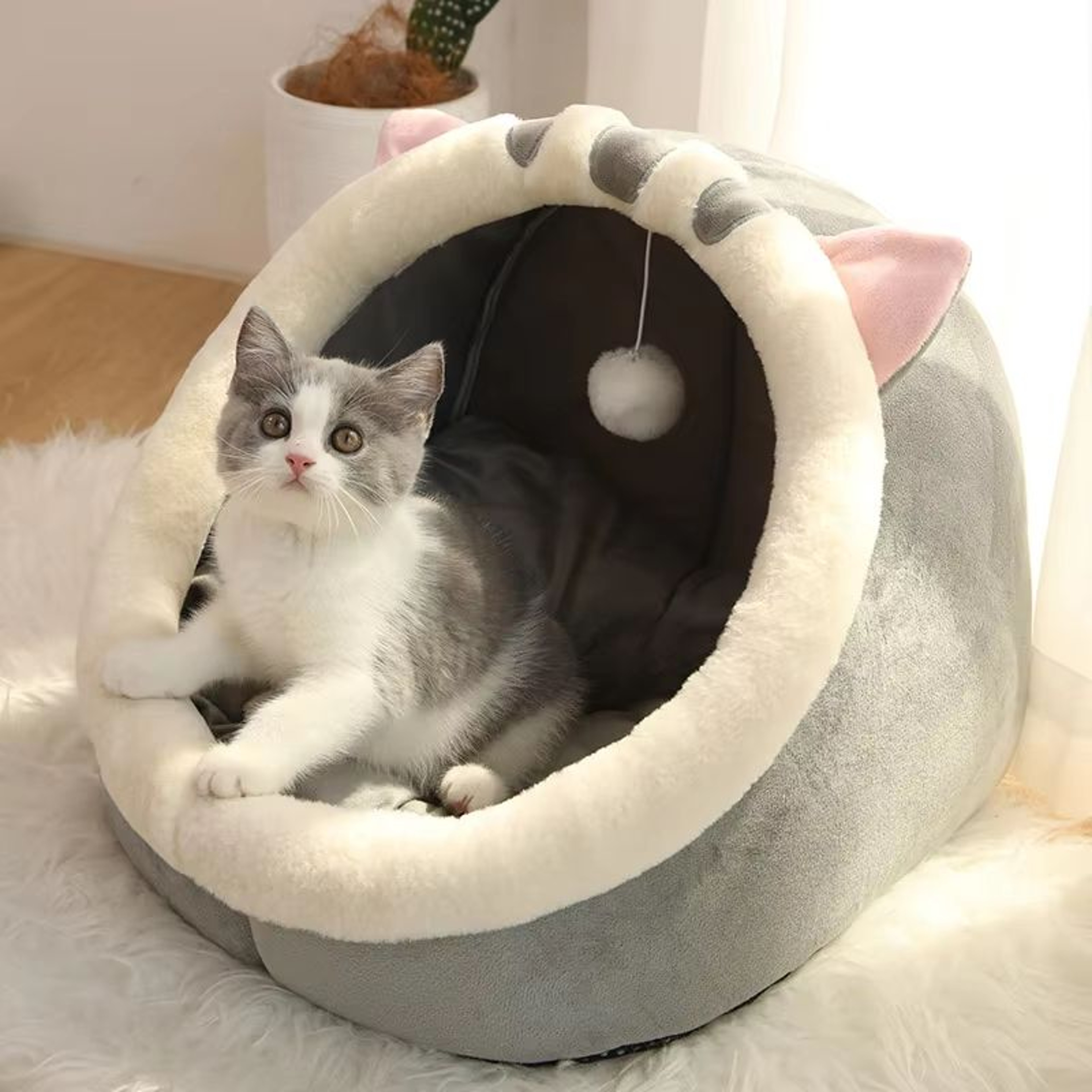 Deep Sleep Cartoon Cat Bed  Foldable Washable Pet Sleeping Mat  Cave 0