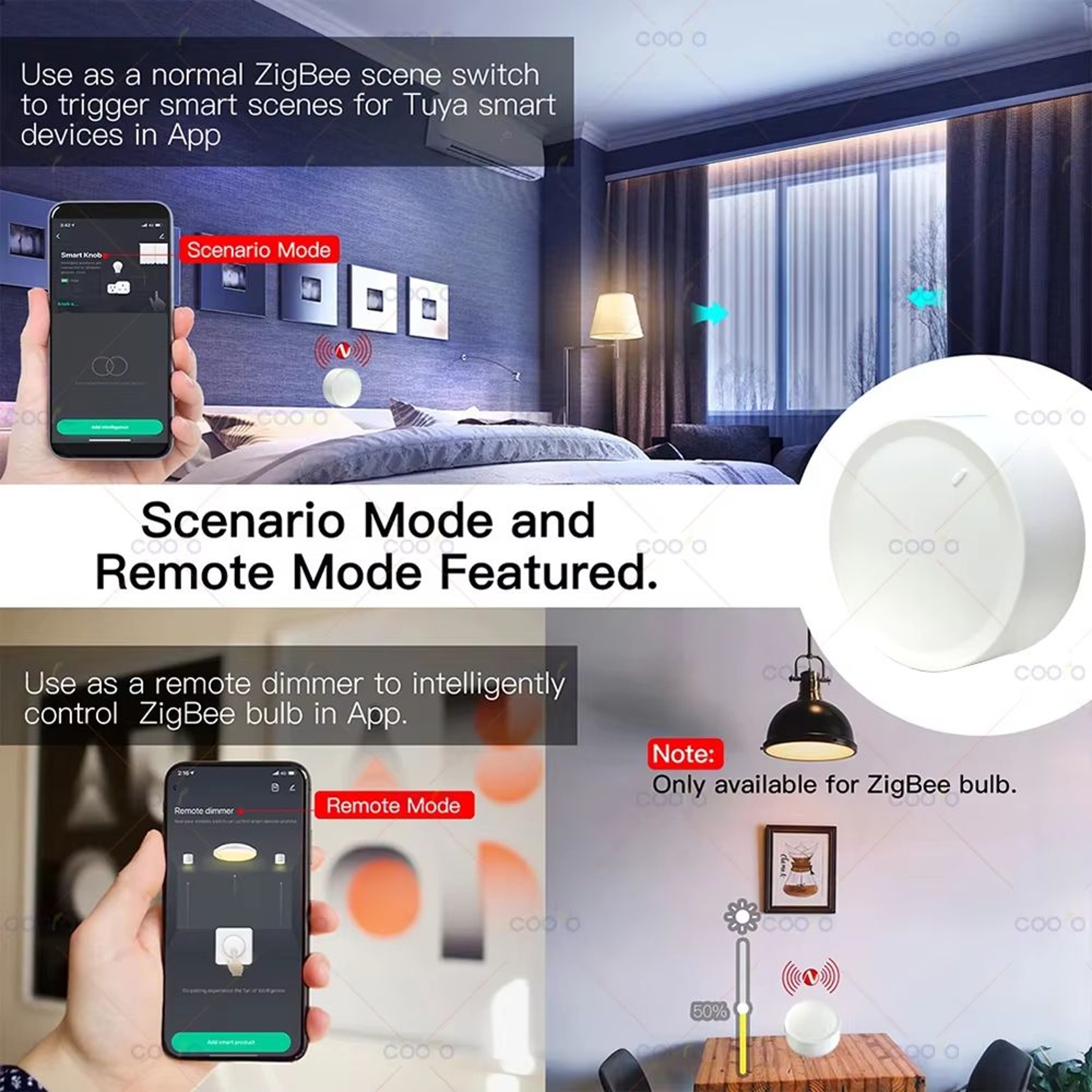 Tuya ZigBee Smart Knob Switch Rotatable Dimmer For Home Automation 2