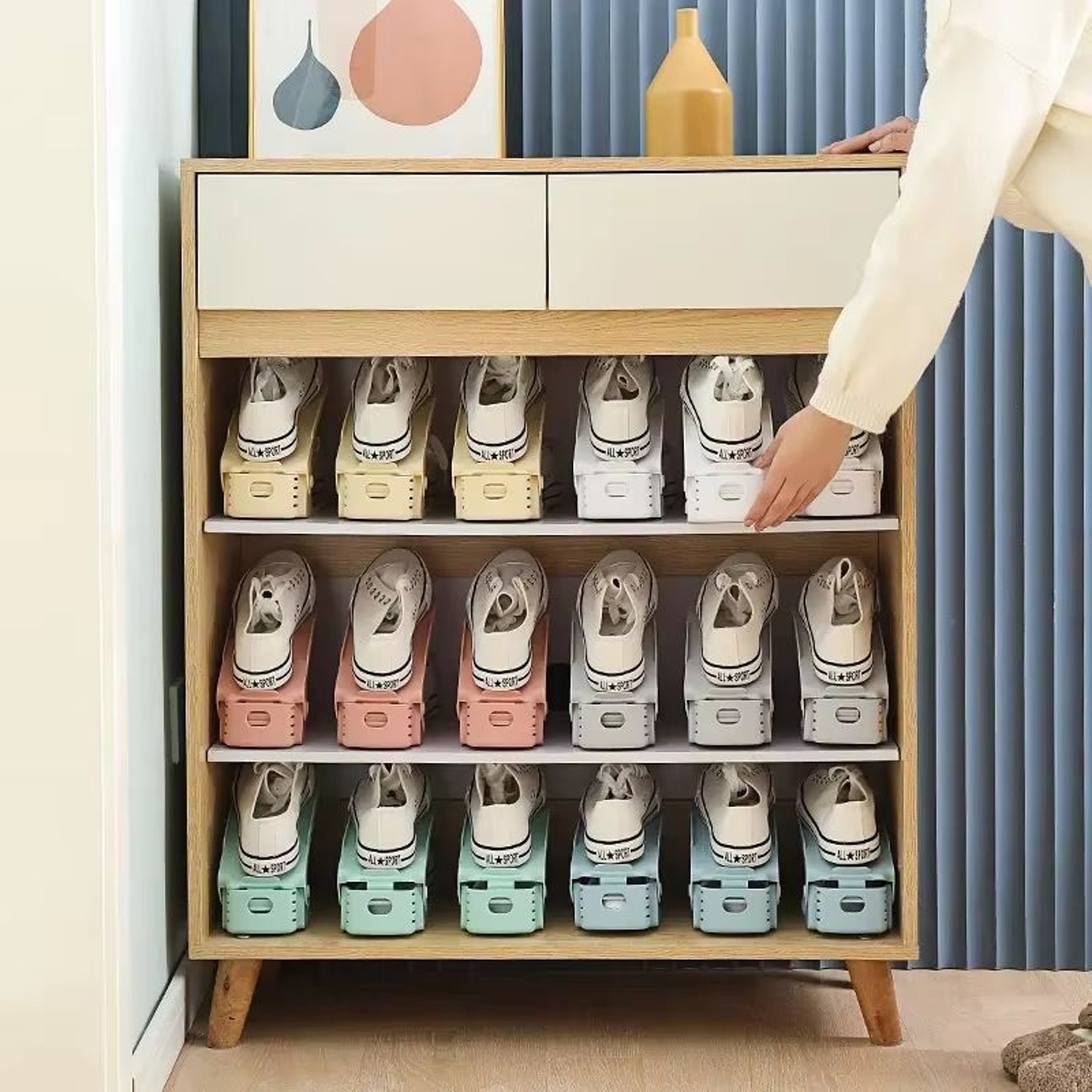 10PCS Adjustable Shoe Stacker Slots  Double Deck Space Saver Rack For Closet Organization 2