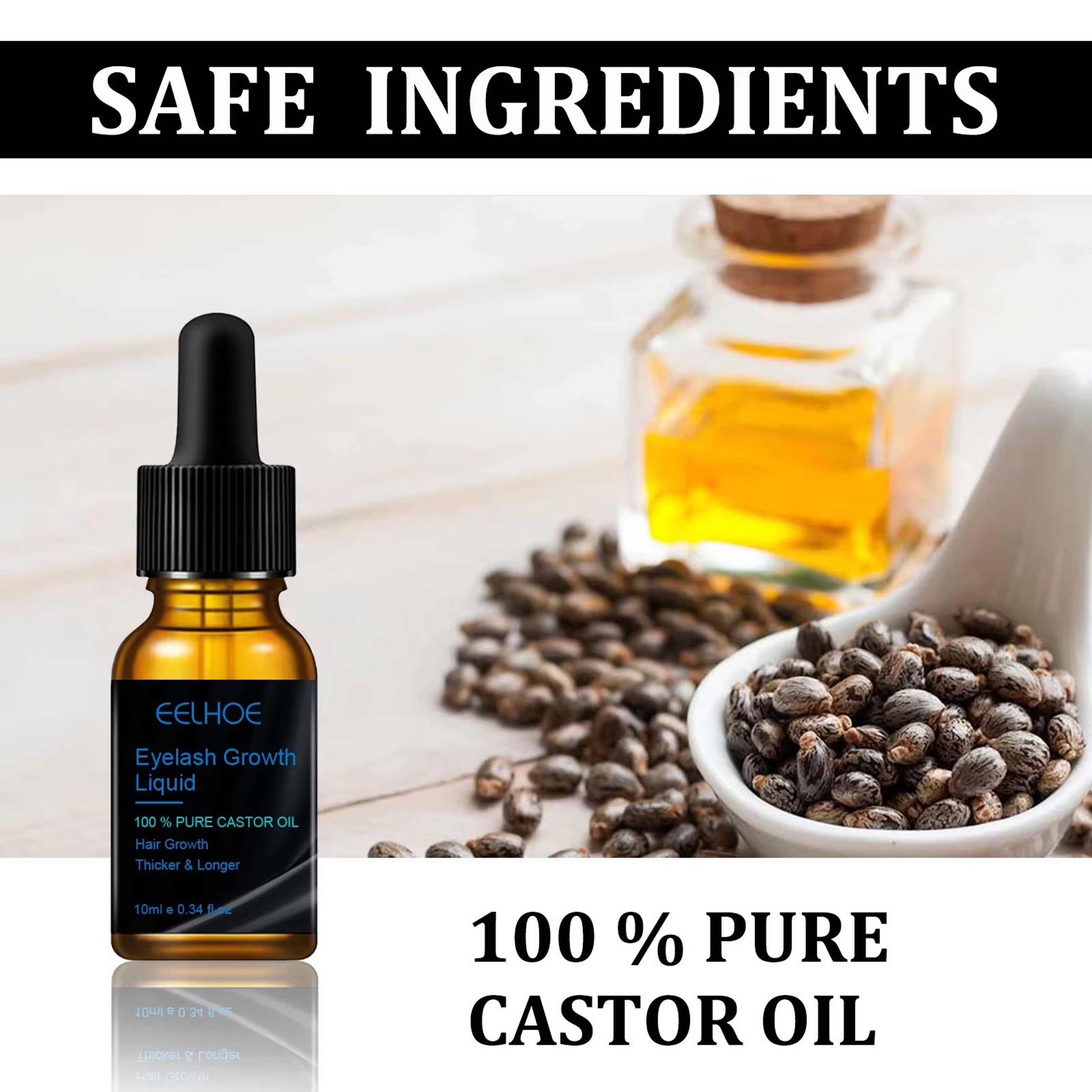 Natural Eyebrow  Eyelash Growth Serum  Thickening Curling And Moisturizing Castor Oil Liquid For Fe 2