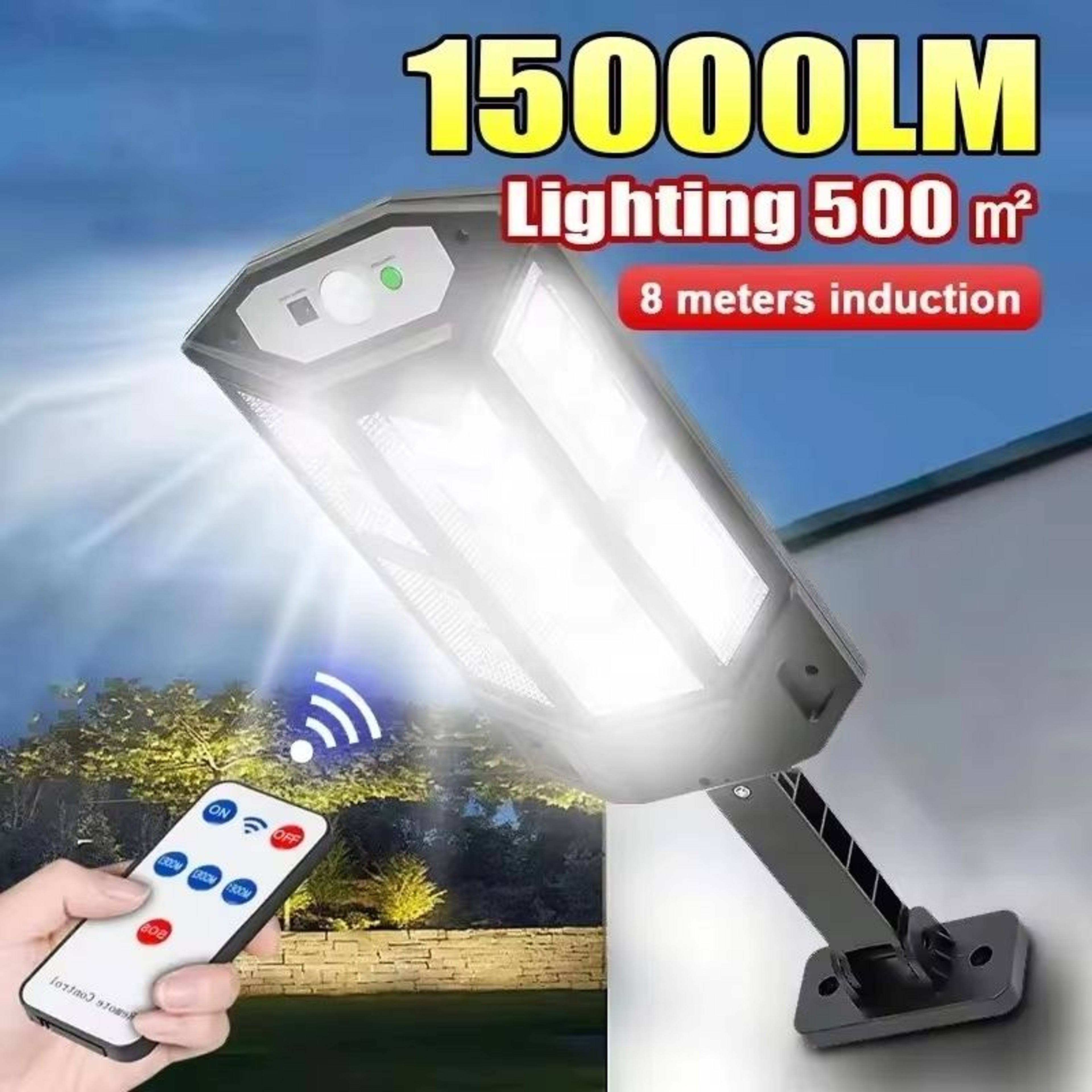 SunGuard 15000 LM Solar Motion Sensor Flood Light  UltraBright Waterproof Outdoor Lamp 0