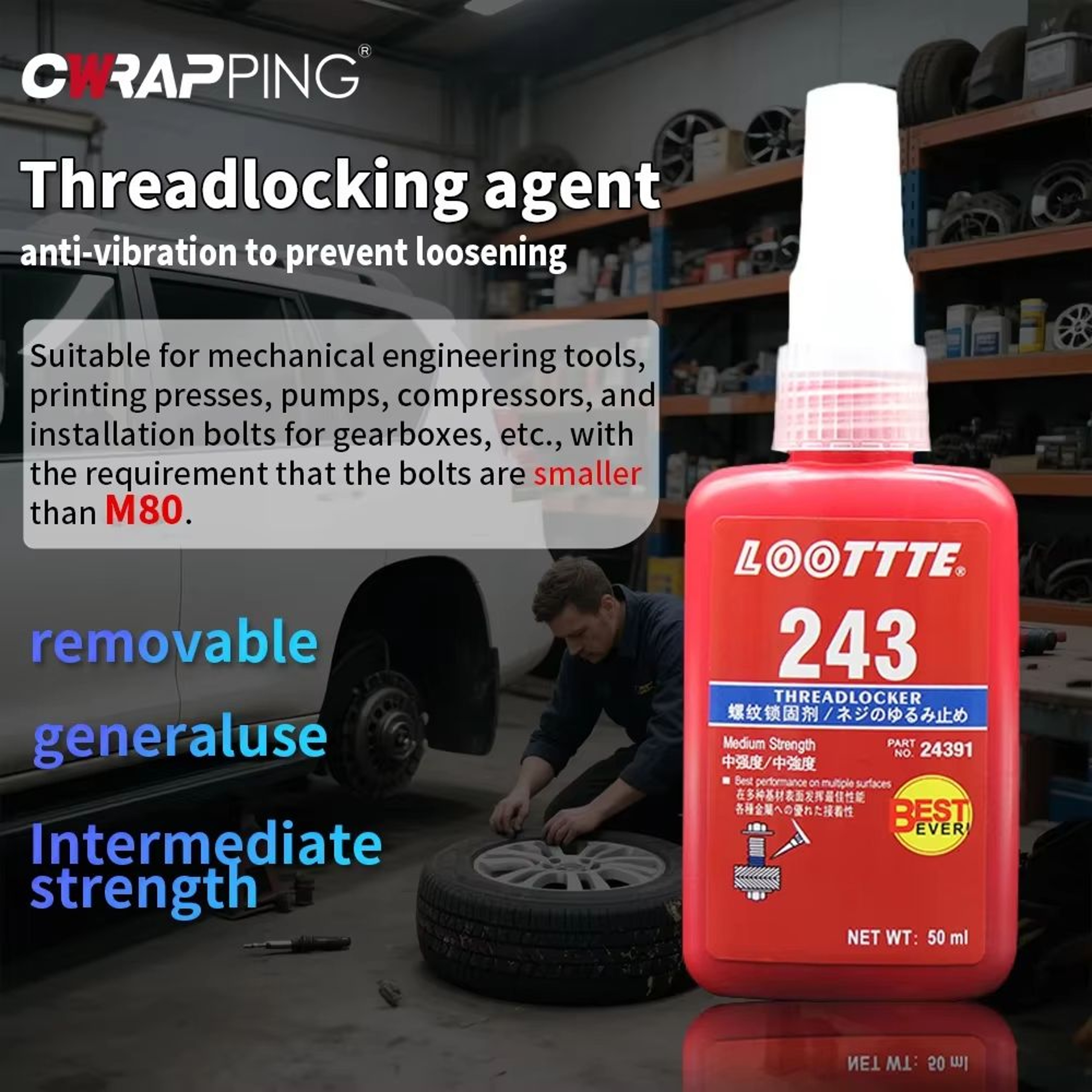SecureHold 50 ML Thread Locking Sealant  FastCure Anaerobic Screw  Bolt Adhesive 2