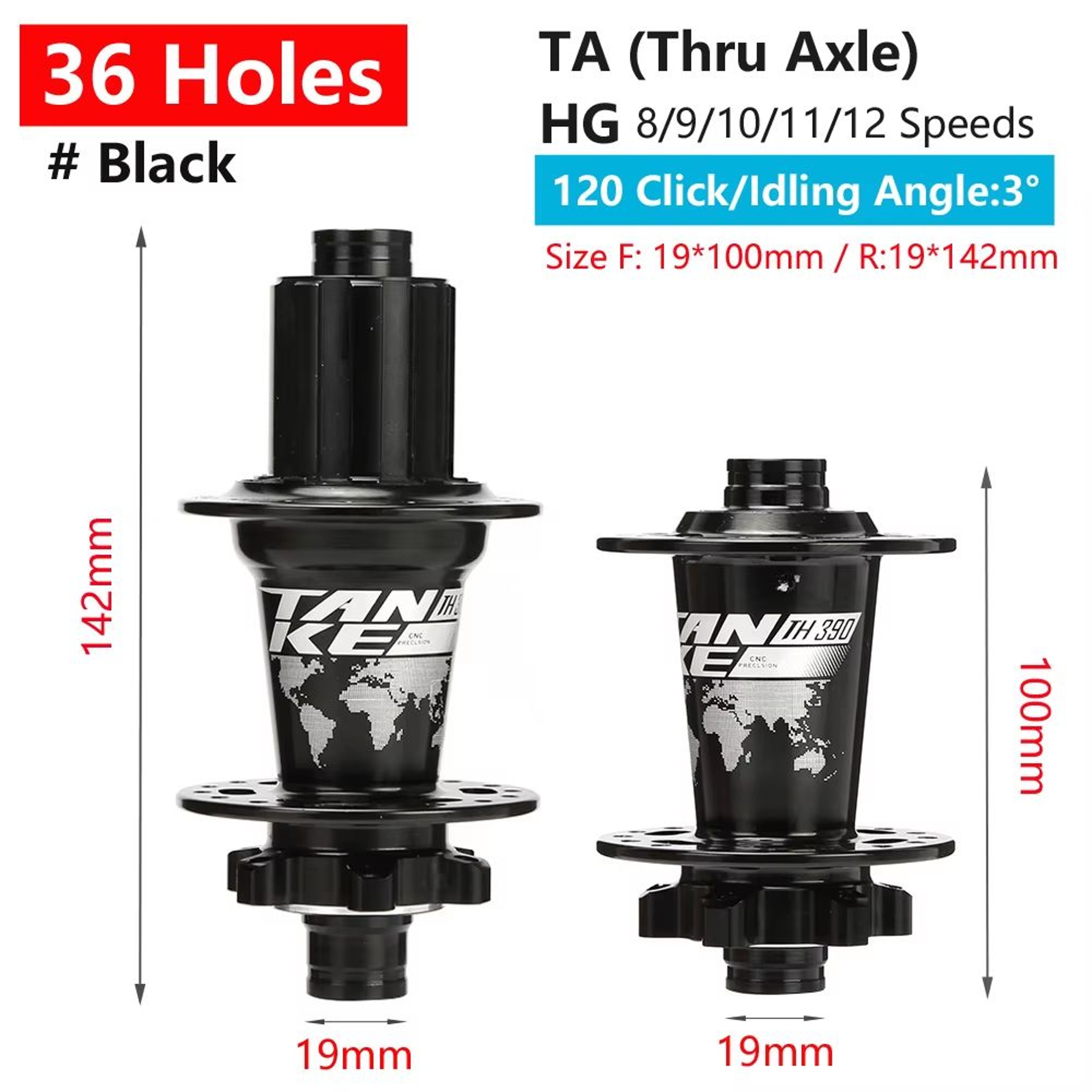 TANKE 120Click 6Bearing MTB Hub  283236H Disc Brake Front  Rear 812 Speed 24