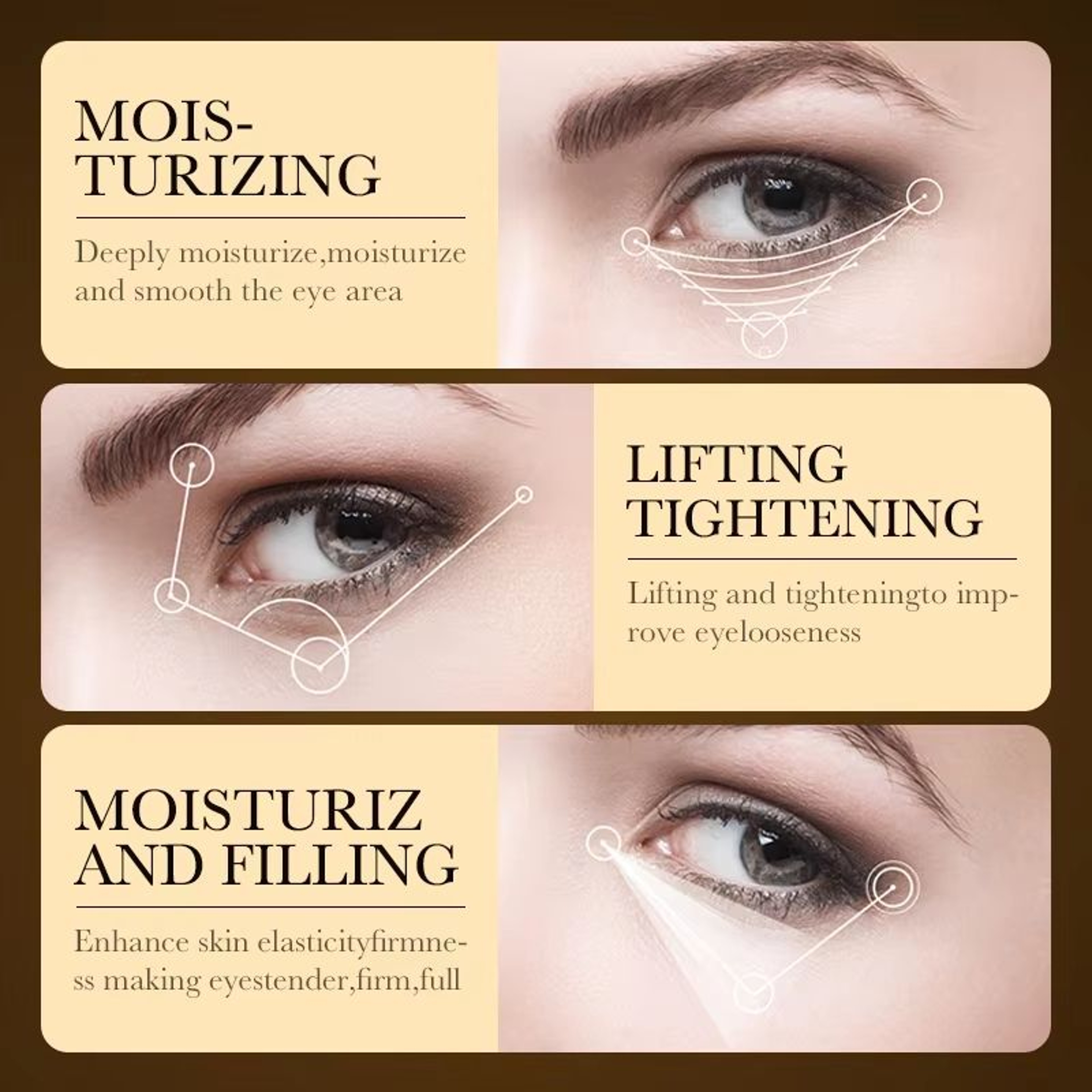 GoldenGlow 24K Gold  Hyaluronic Acid Eye Cream  Firming Moisturizer For Dark Circles  Eye Bags 2