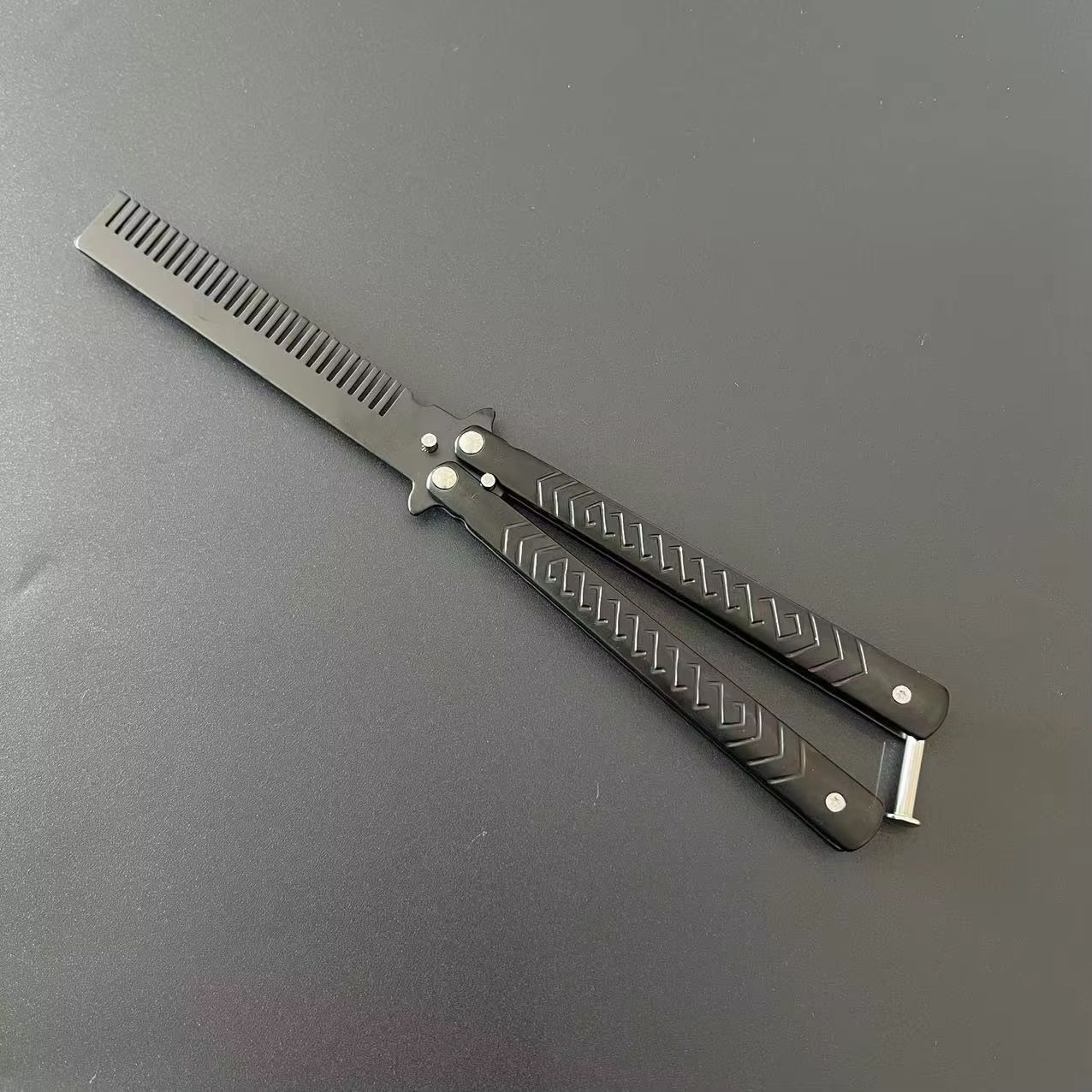 CSGOStyle Butterfly Comb  Foldable Stainless Steel Practice Toy Beginner Balisong Trainer 8