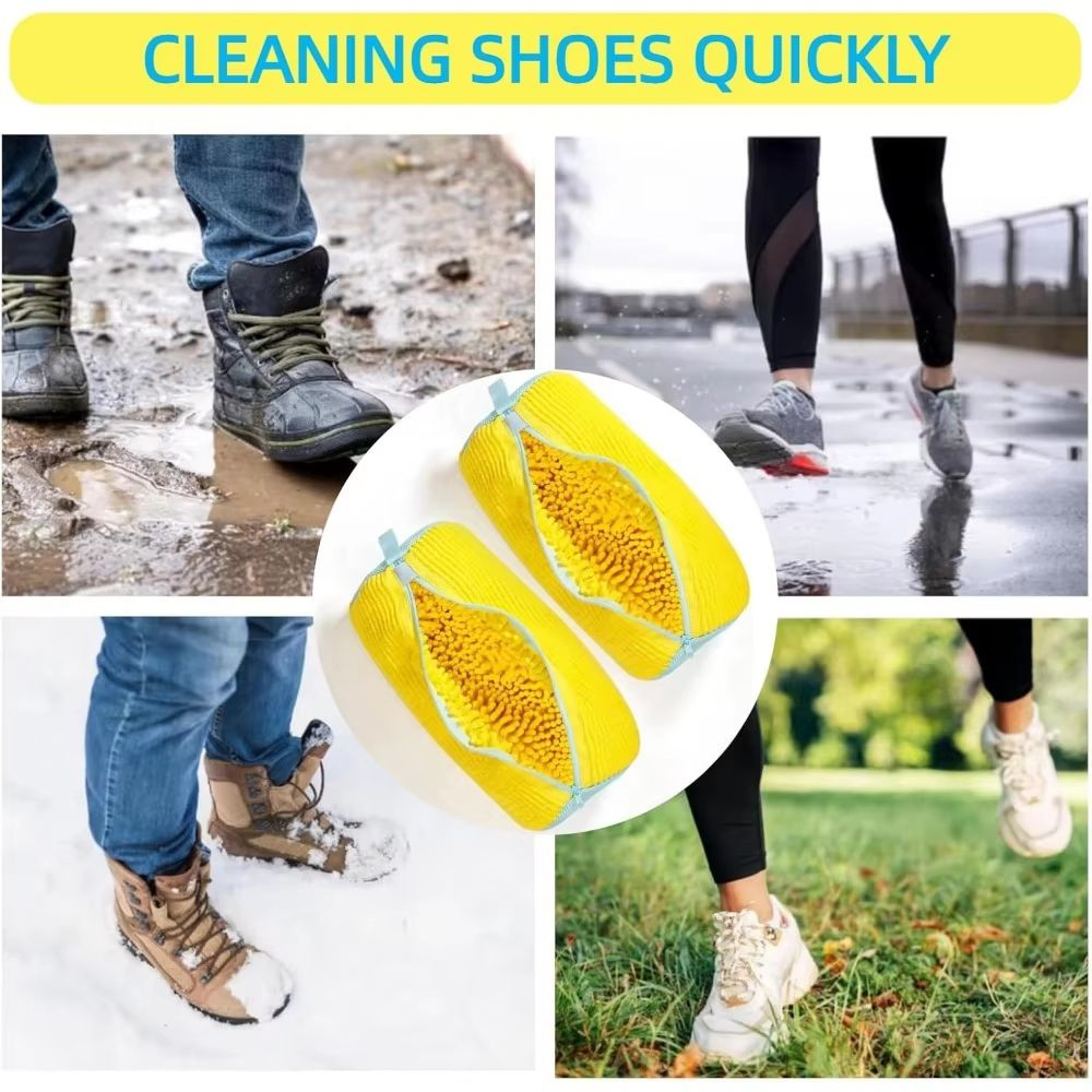 Durable Shoe Washing Machine Bag  Yellow With Blue Zipper Universal Laundry Bag For Sneakers  Casua 4