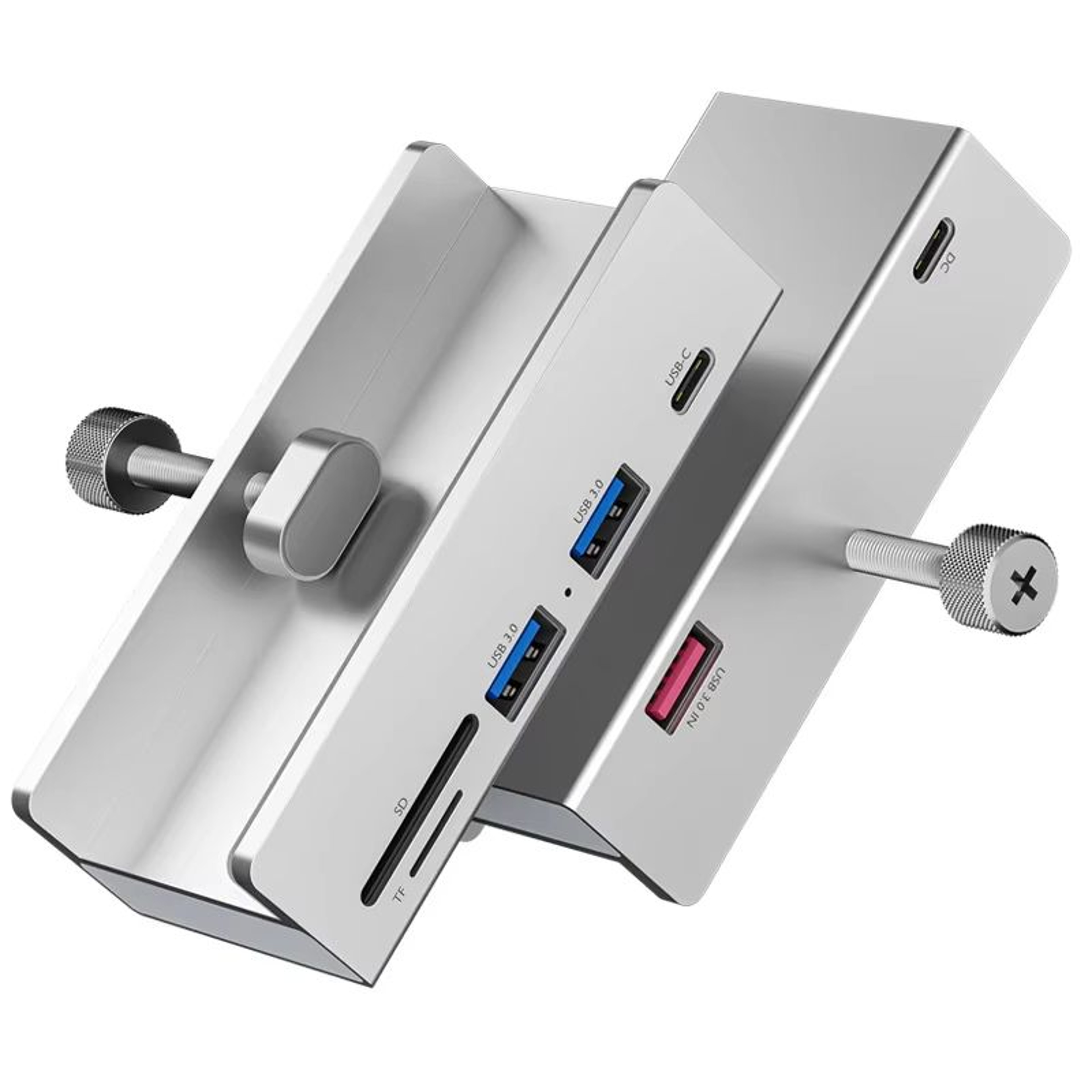 Aluminum TypeC 4Port USB 30 Hub With Phone Holder  Memory Card Reader  Solid MultiDevice Dock 0