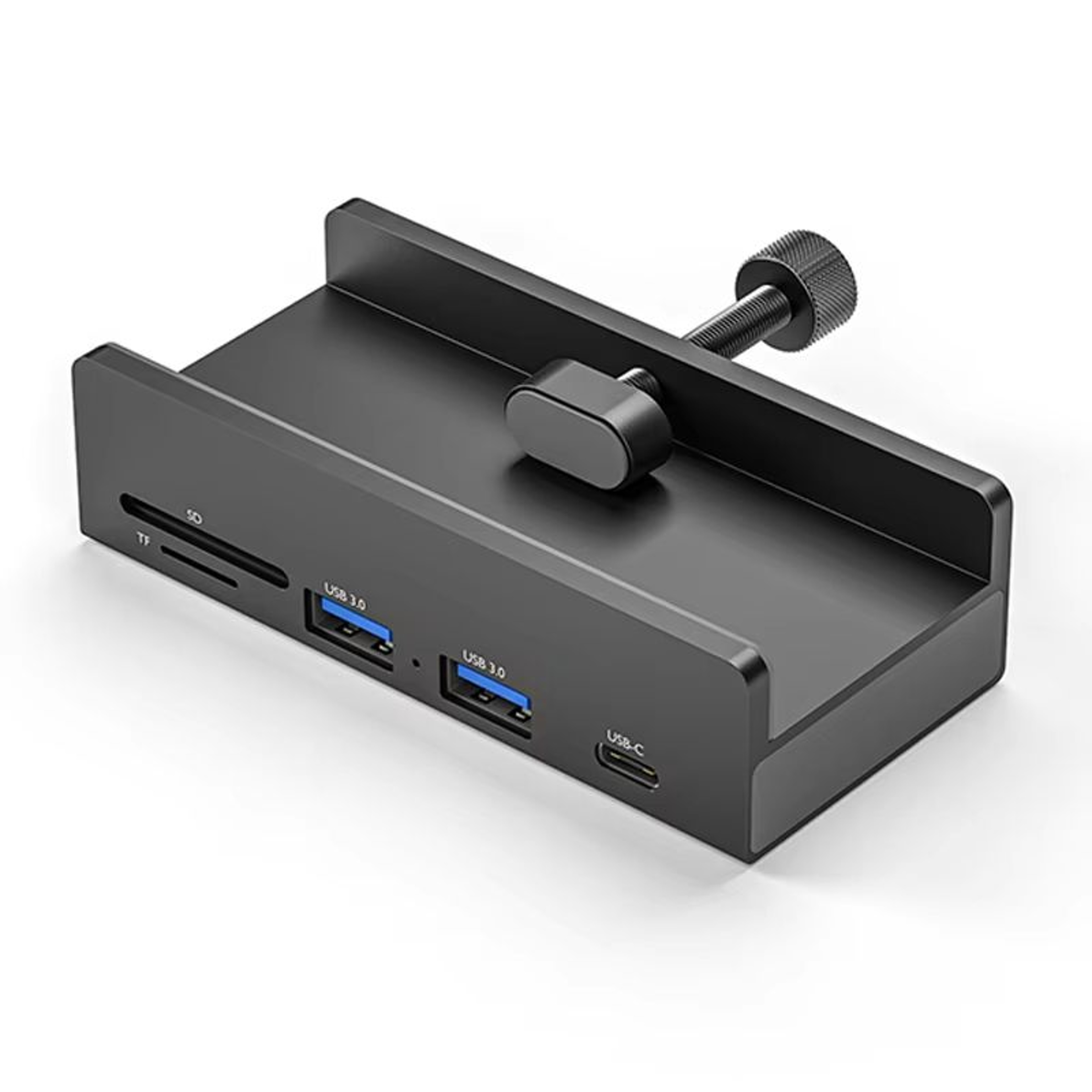 Aluminum TypeC 4Port USB 30 Hub With Phone Holder  Memory Card Reader  Solid MultiDevice Dock 9