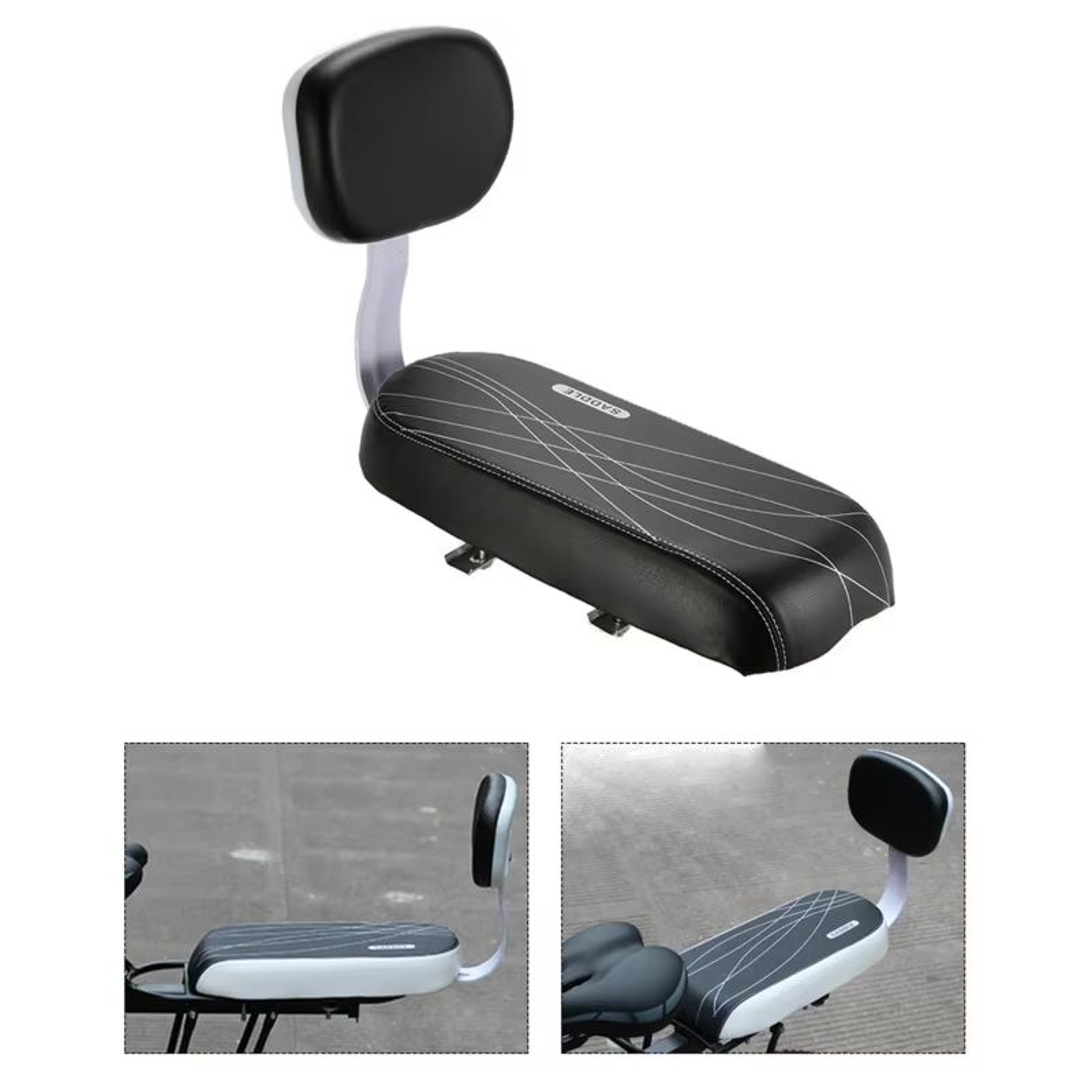 ComfortRide Rear Rack Bike Saddle With Backrest  Padded PU Leather Cushion For Child Or Adult Passe 2