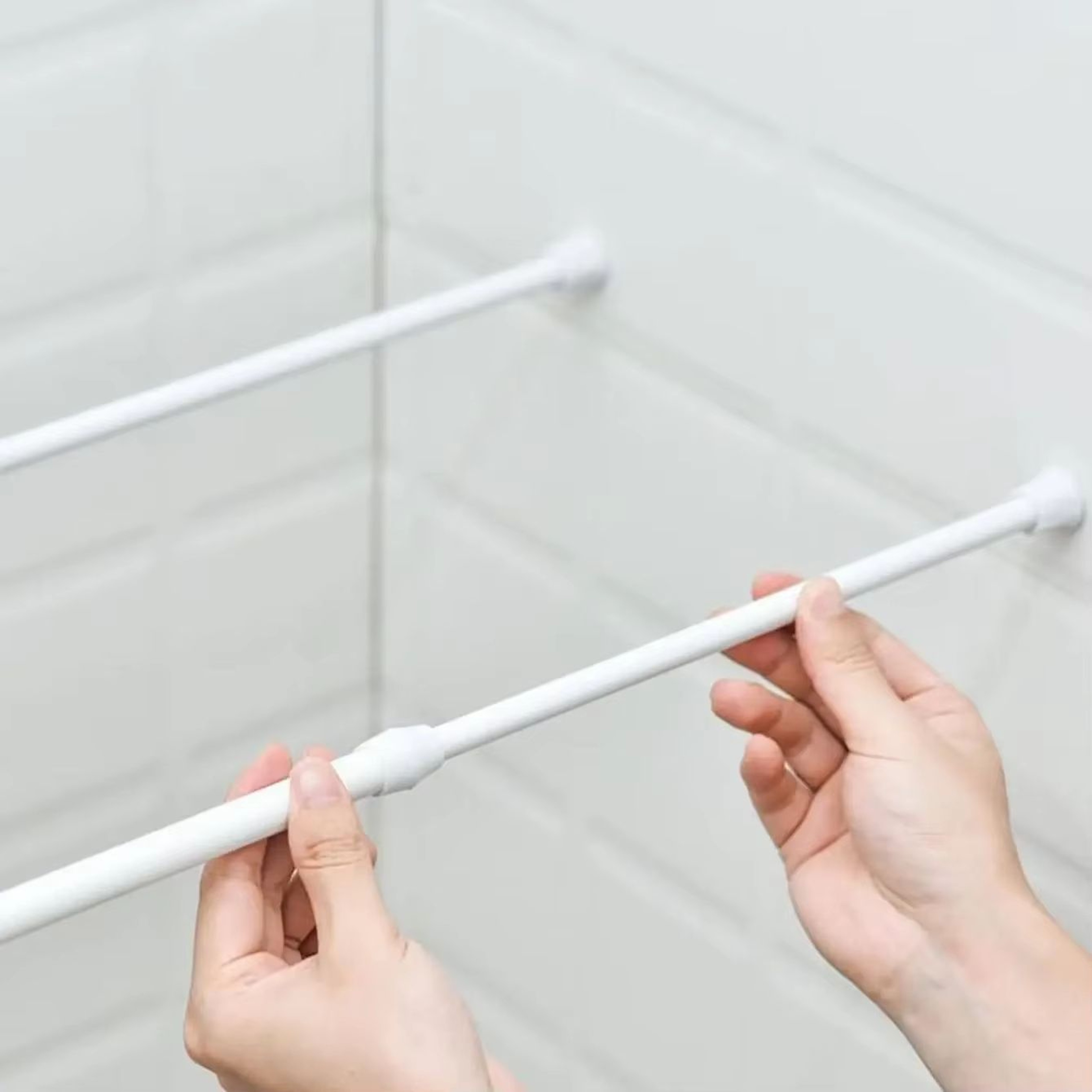 EasyFit Telescopic Storage Rod  NoDrill Adjustable Organizer Bar For Kitchen Closet  Bathroom 5