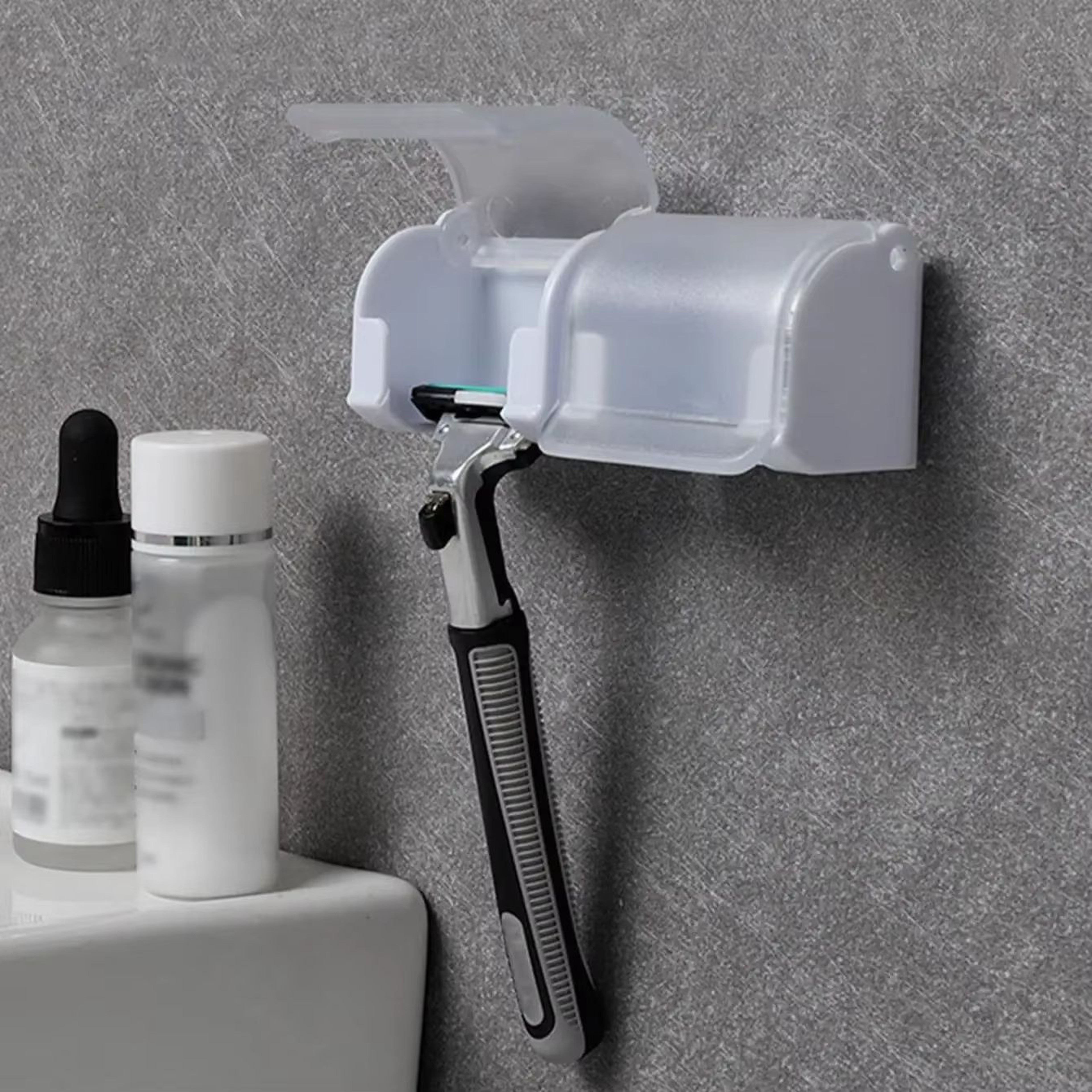 Mens Razor Holder With Suction Cup  WallMounted Shaver Stand  Bathroom Organizer 3