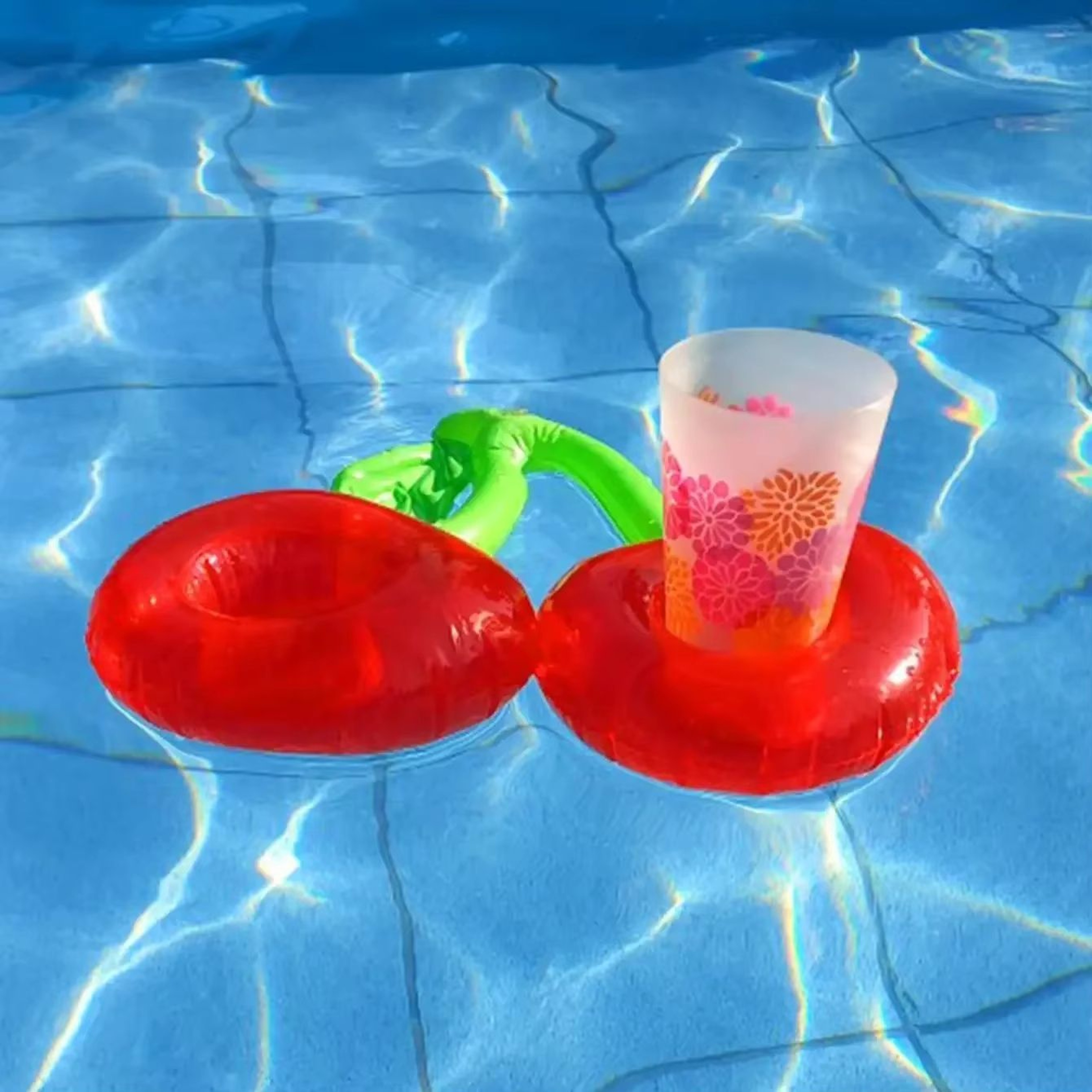 Inflatable Cherry Drink Holder  Fun Floating Pool Cup Holder For Drinks Perfect Pool Party Accessor 5