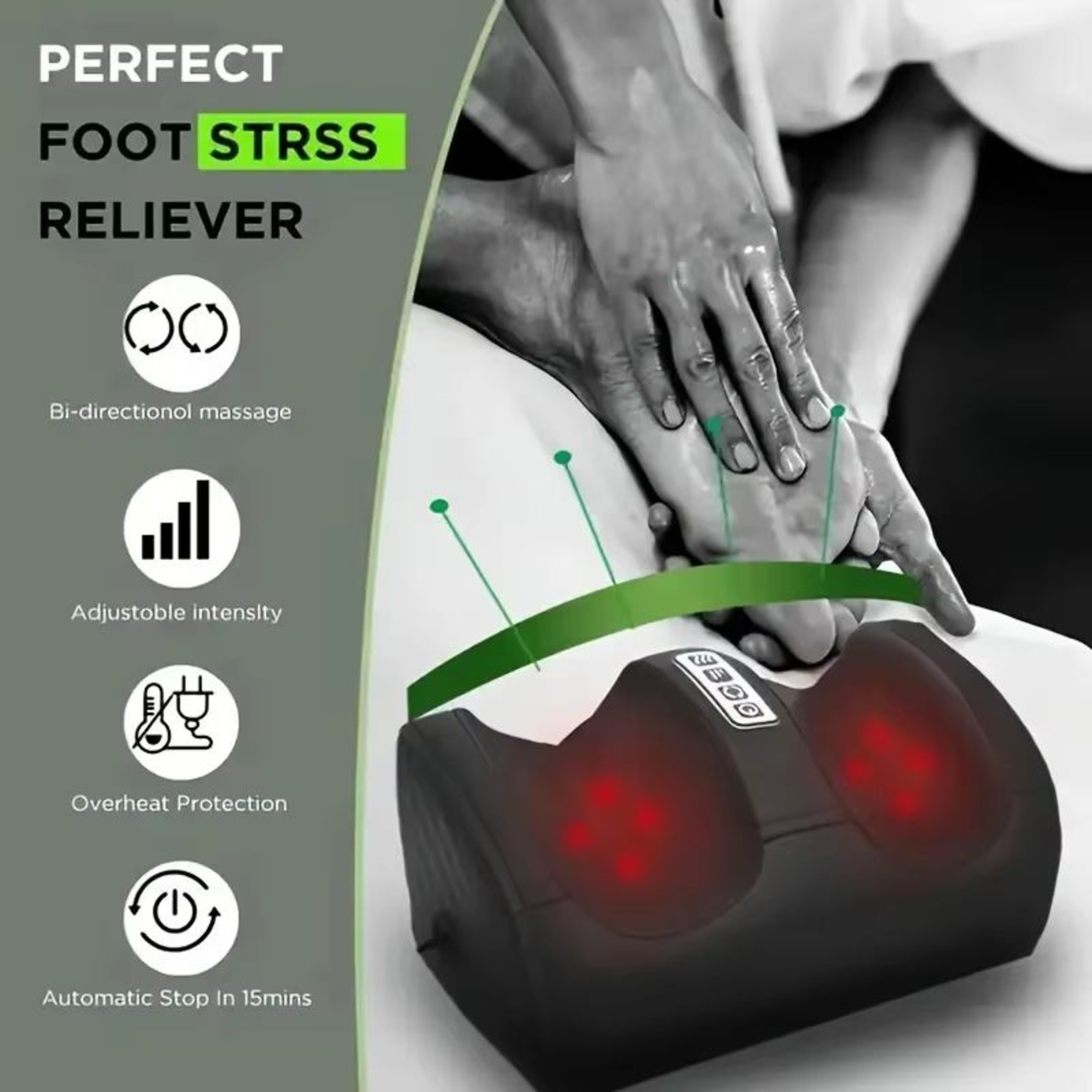 Electric Shiatsu Foot Massager  Heated Leg Roller For Deep Pain Relief 0