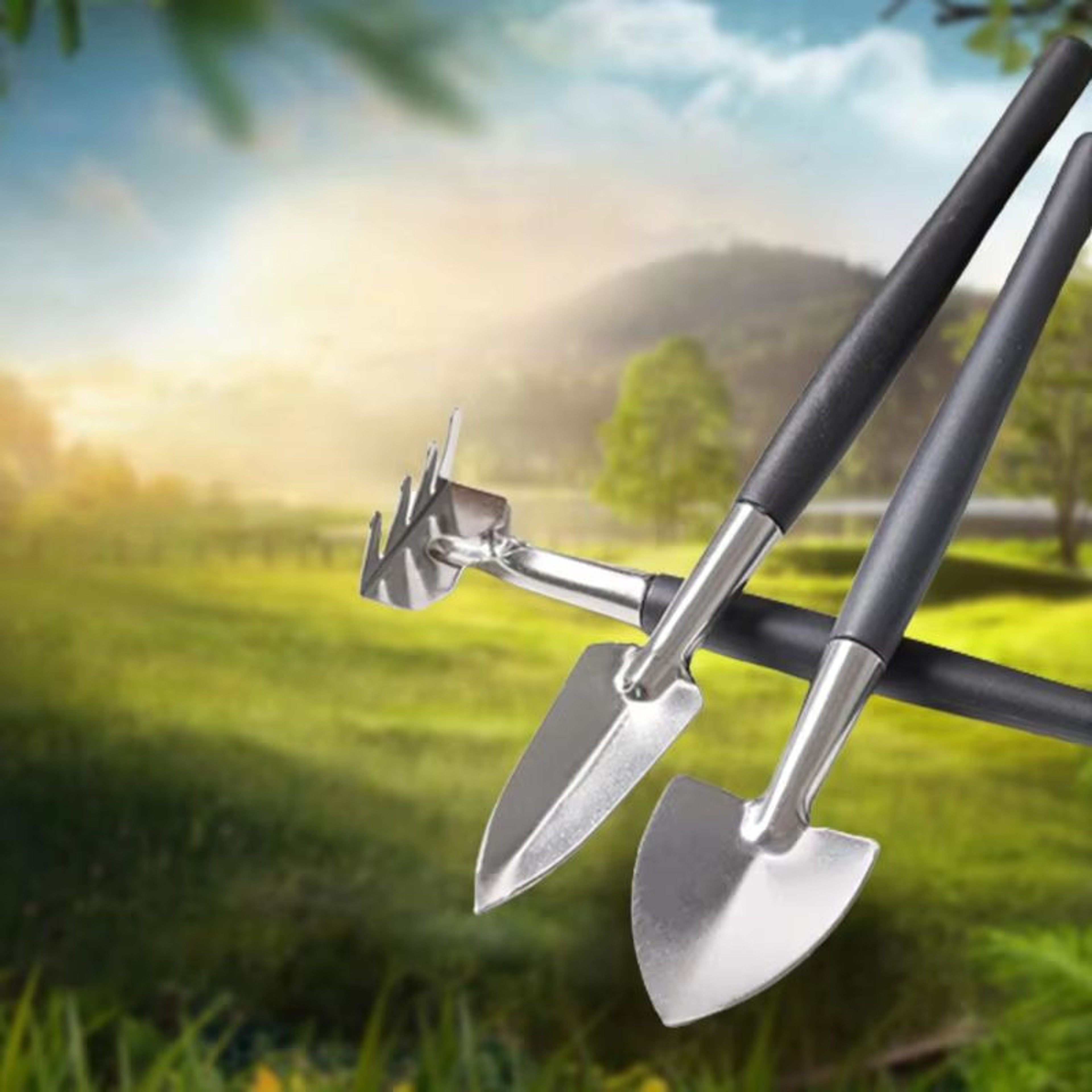 Aluminum Garden Tool Set  3pc Mini Shovel  Rake For Succulents  Loose Soil 2
