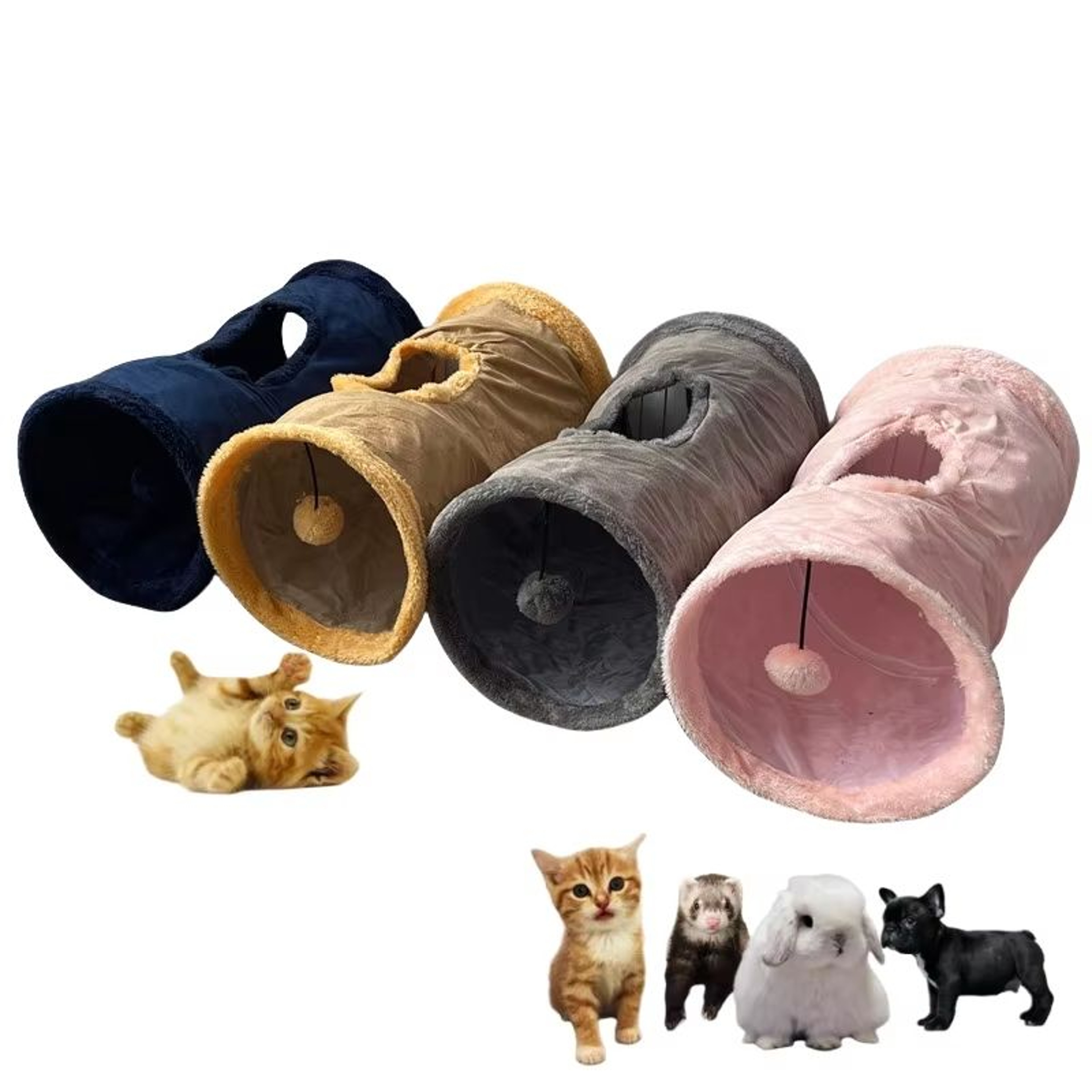 CozyPlay Collapsible Cat Winter Suede Tunnel  Interactive Play  Hideaway For Kittens Puppies  Rabbi 0