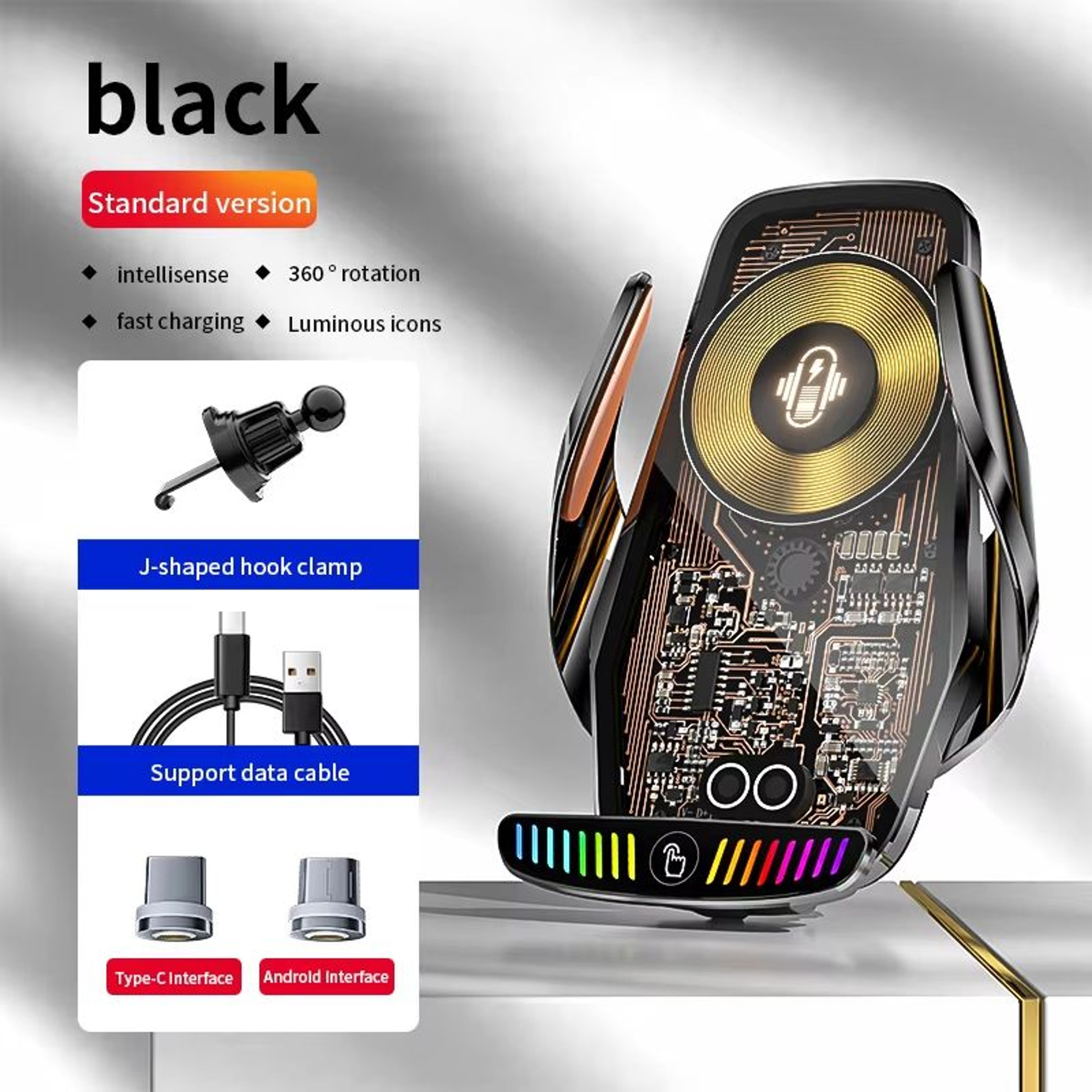 66W Magnetic Car Phone Holder With 15W Wireless Fast Charger  AutoClamping Air Vent Mount For IPhon 6