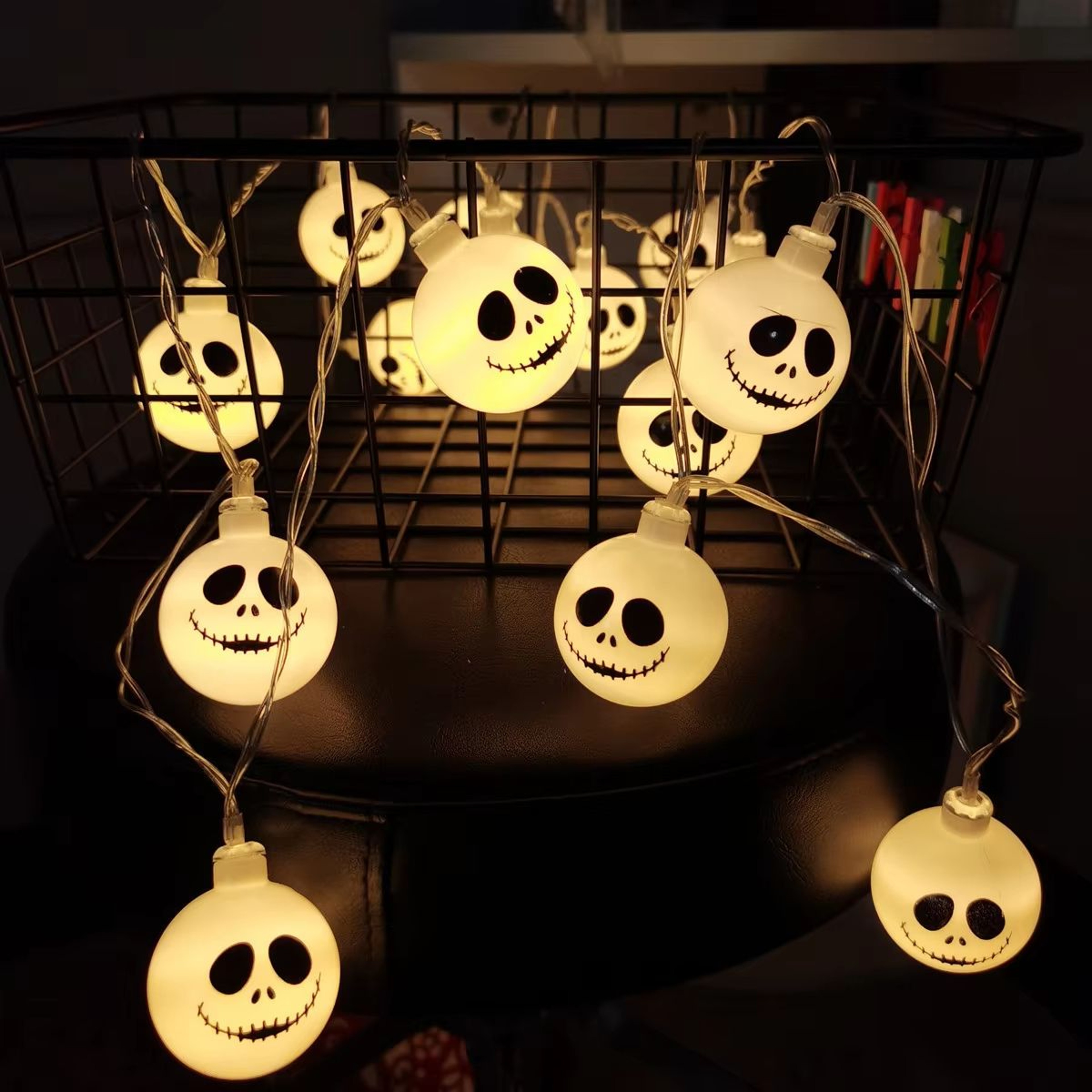 2025 Halloween Grimace String Lights  Indoor BatteryUSB Operated Hanging Lamp For Home Decor 4