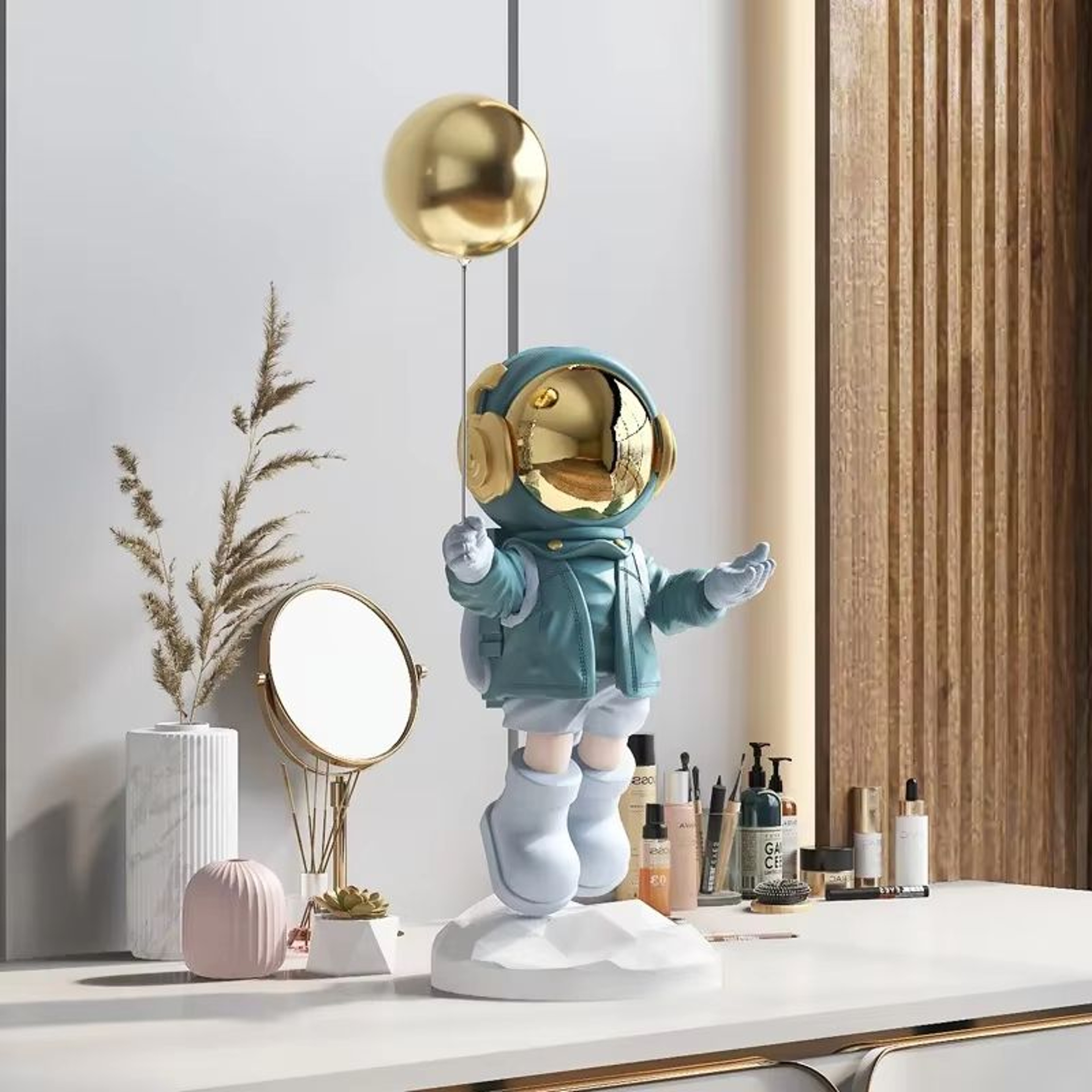 Balloon Astronaut Resin Ornament  Unique Home Decor Craft For Desk Bookcase Or Office Decoration 1
