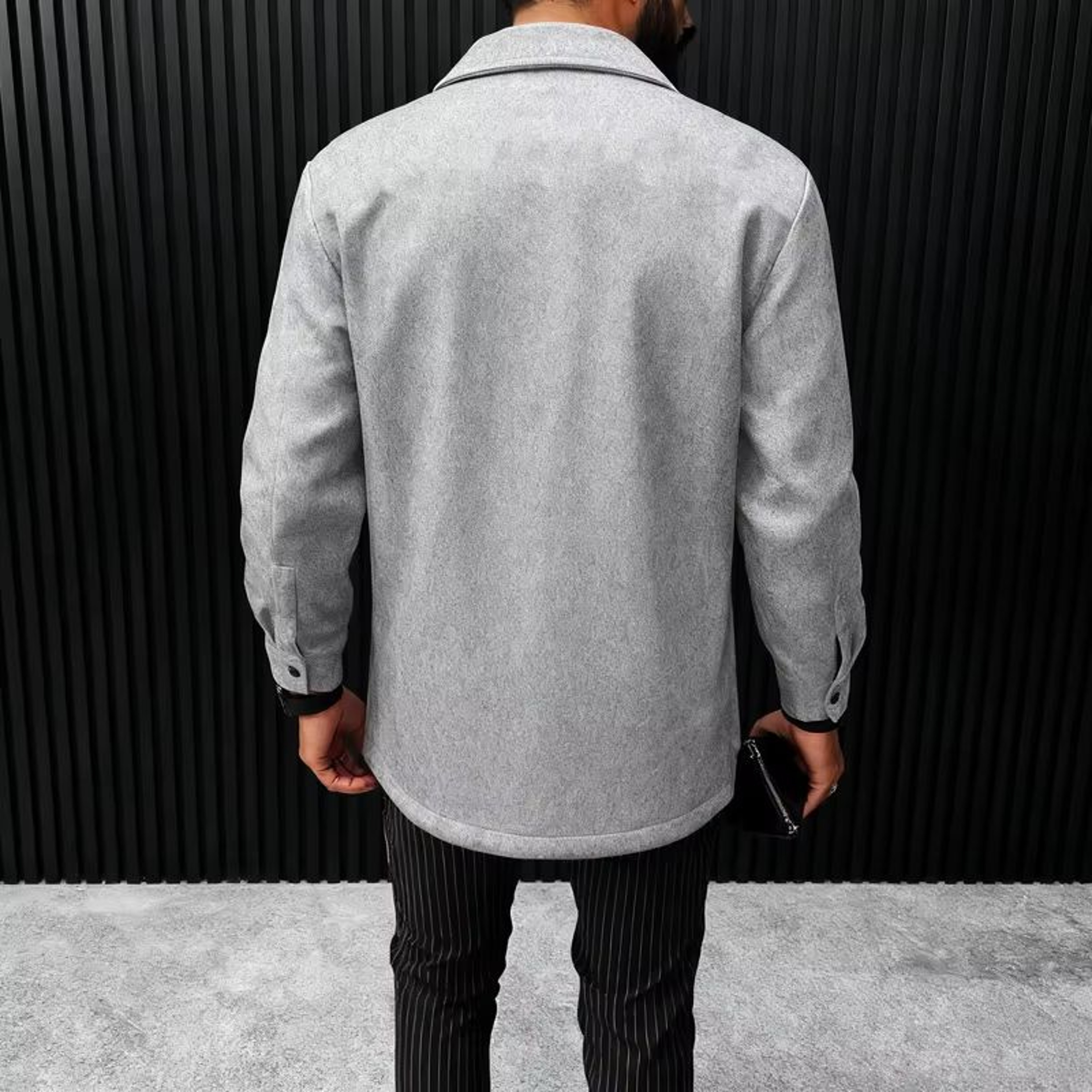 Mens Warm Brushed Jacket With Lapel ButtonDown Casual Coat  Autumn And Winter Business Casual With  3