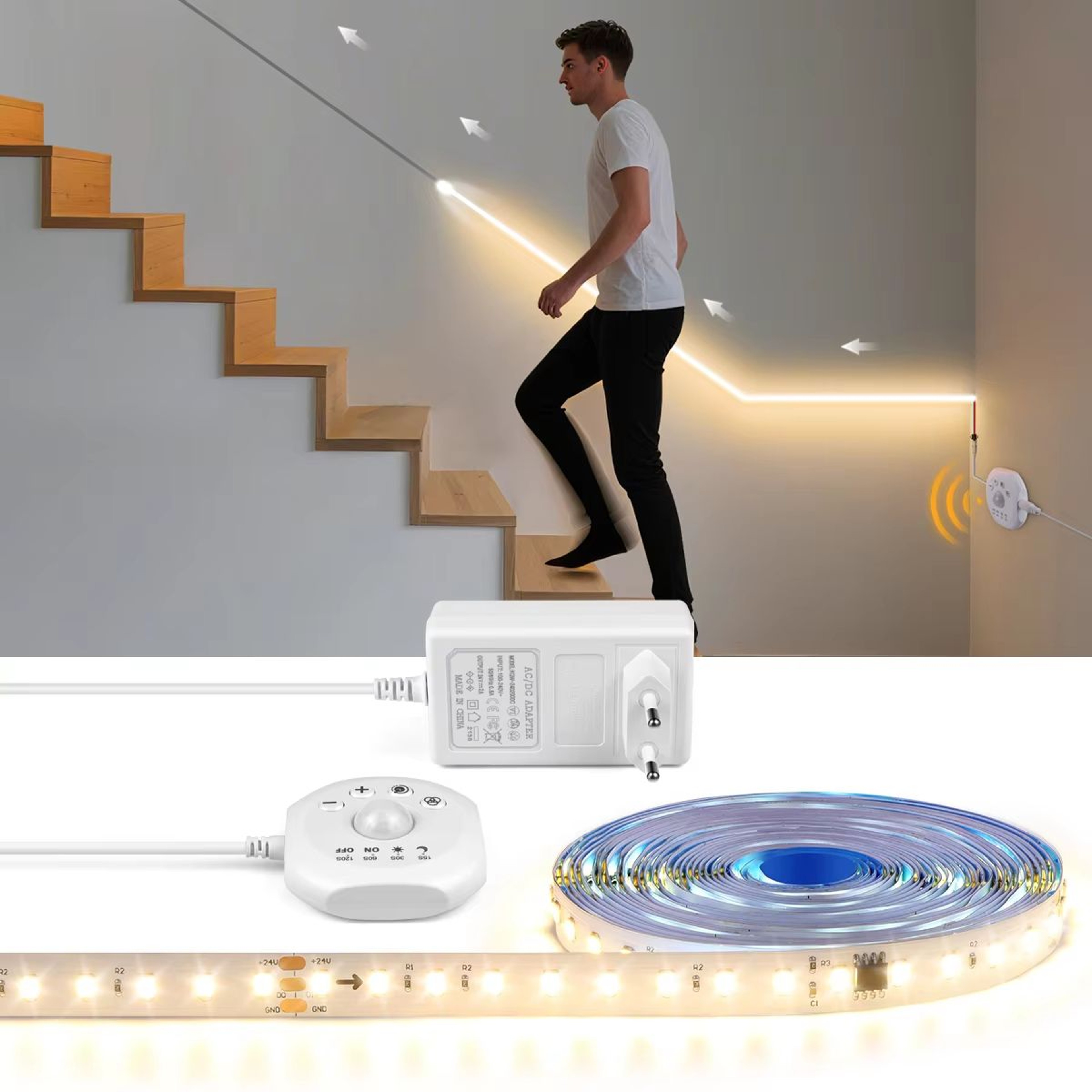 PIR Motion Sensor LED Stairs Night Light  Addressable Chasing WS2811 Pixel Strip For Staircase Corr 0