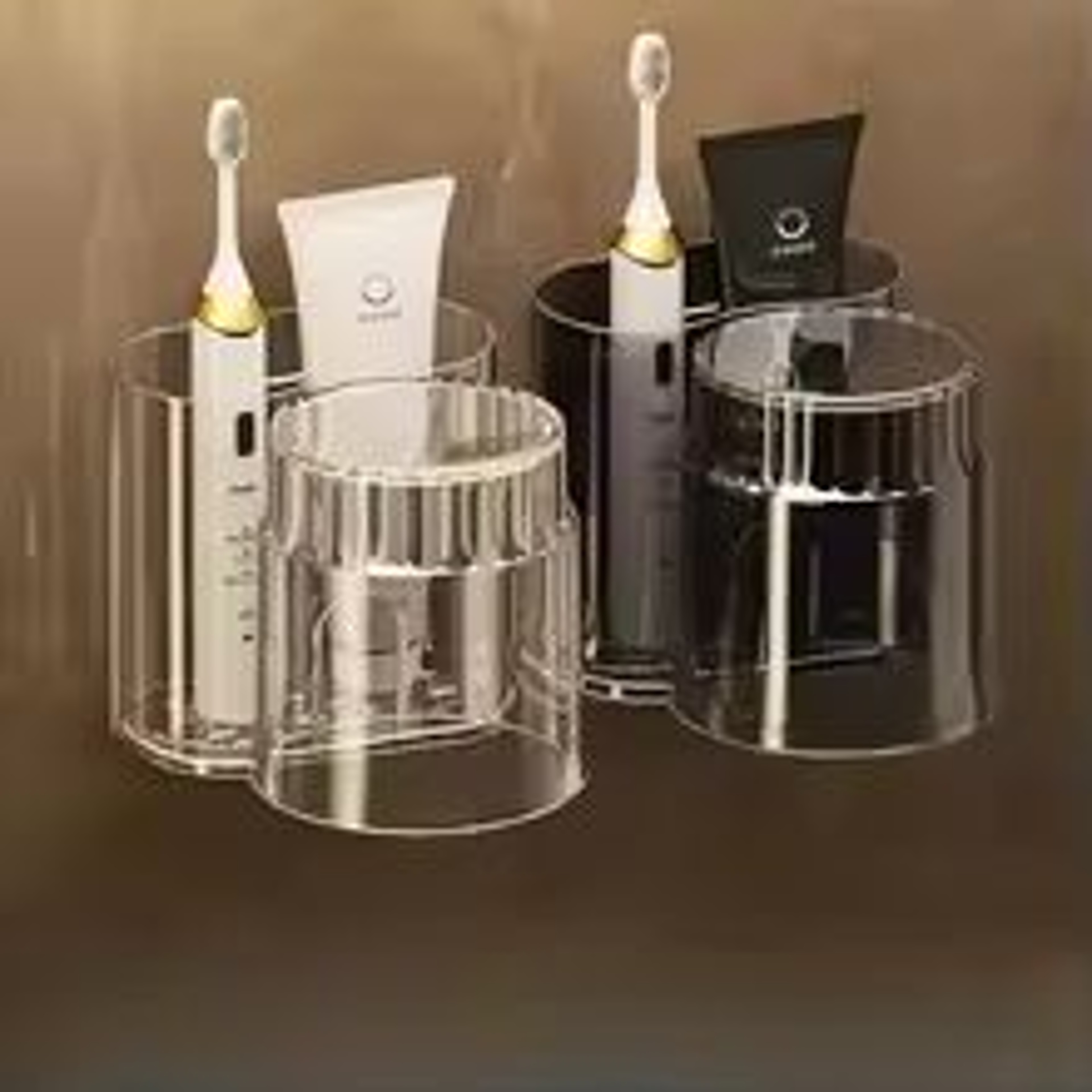 2PCS Set Toothbrush Holder With Mouthwash Cup  WallMounted Bathroom Storage Rack 0