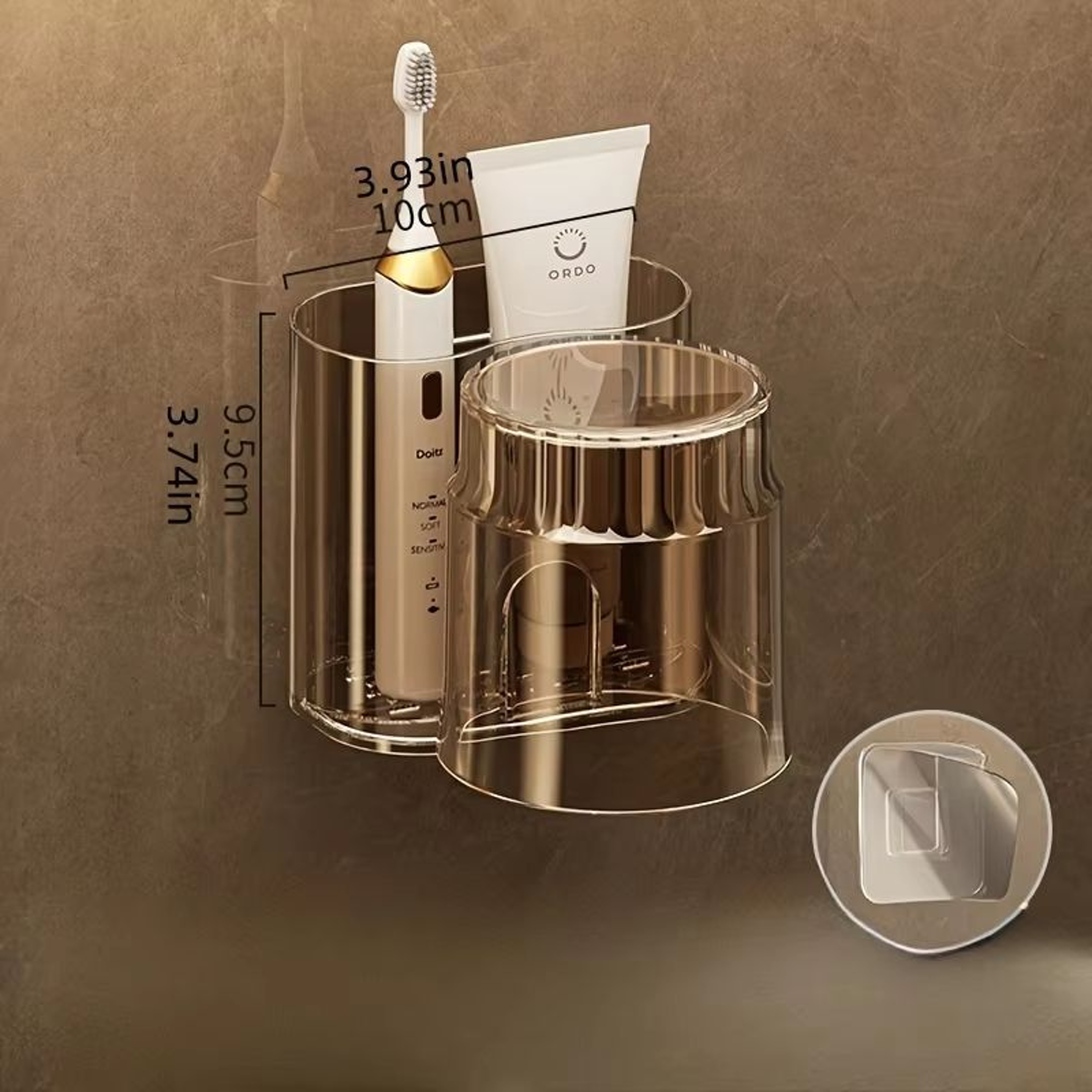2PCS Set Toothbrush Holder With Mouthwash Cup  WallMounted Bathroom Storage Rack 1