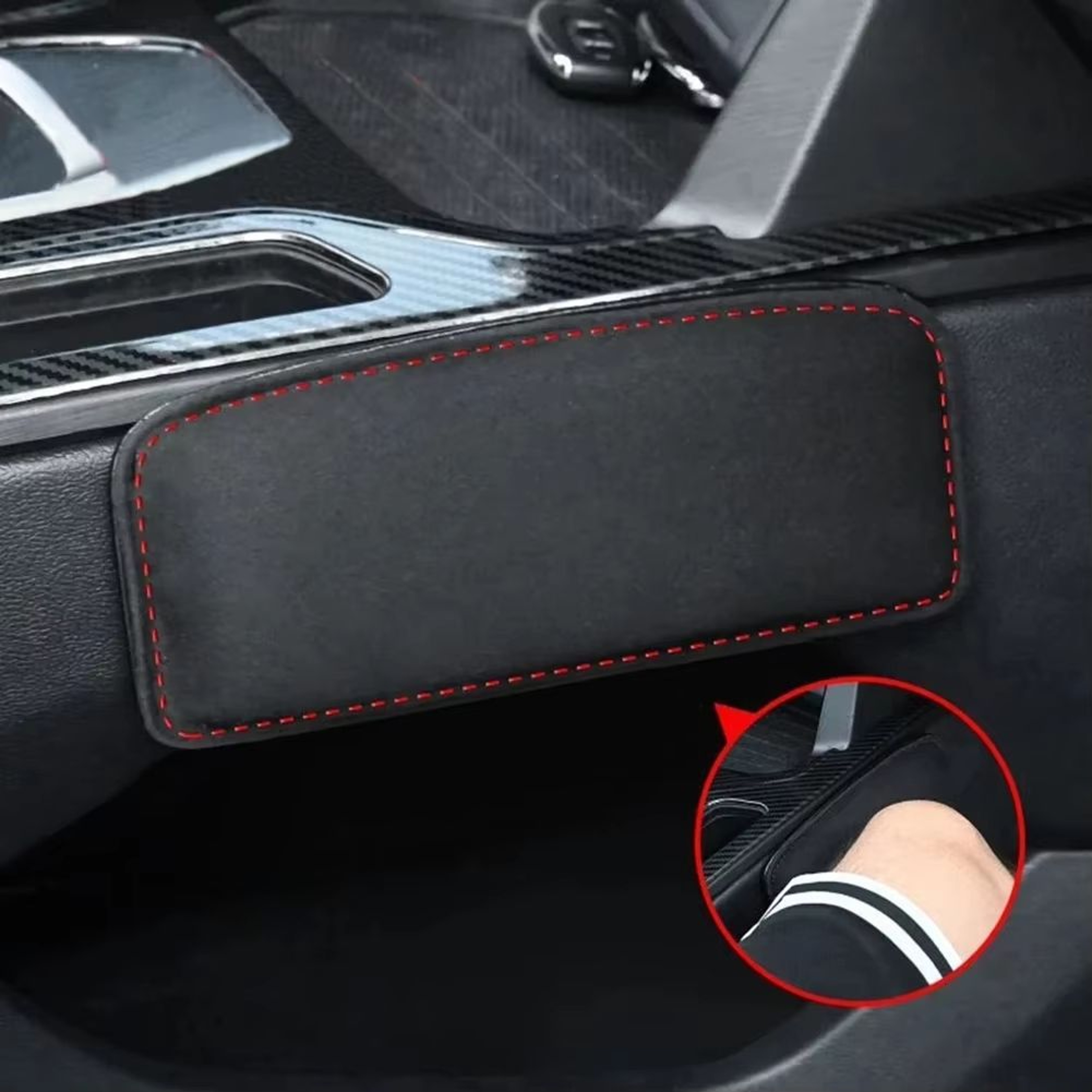 Comfortable Suede Car Knee Pad With Elastic Memory Foam  Auto Cushion  Headrest Accessory 3