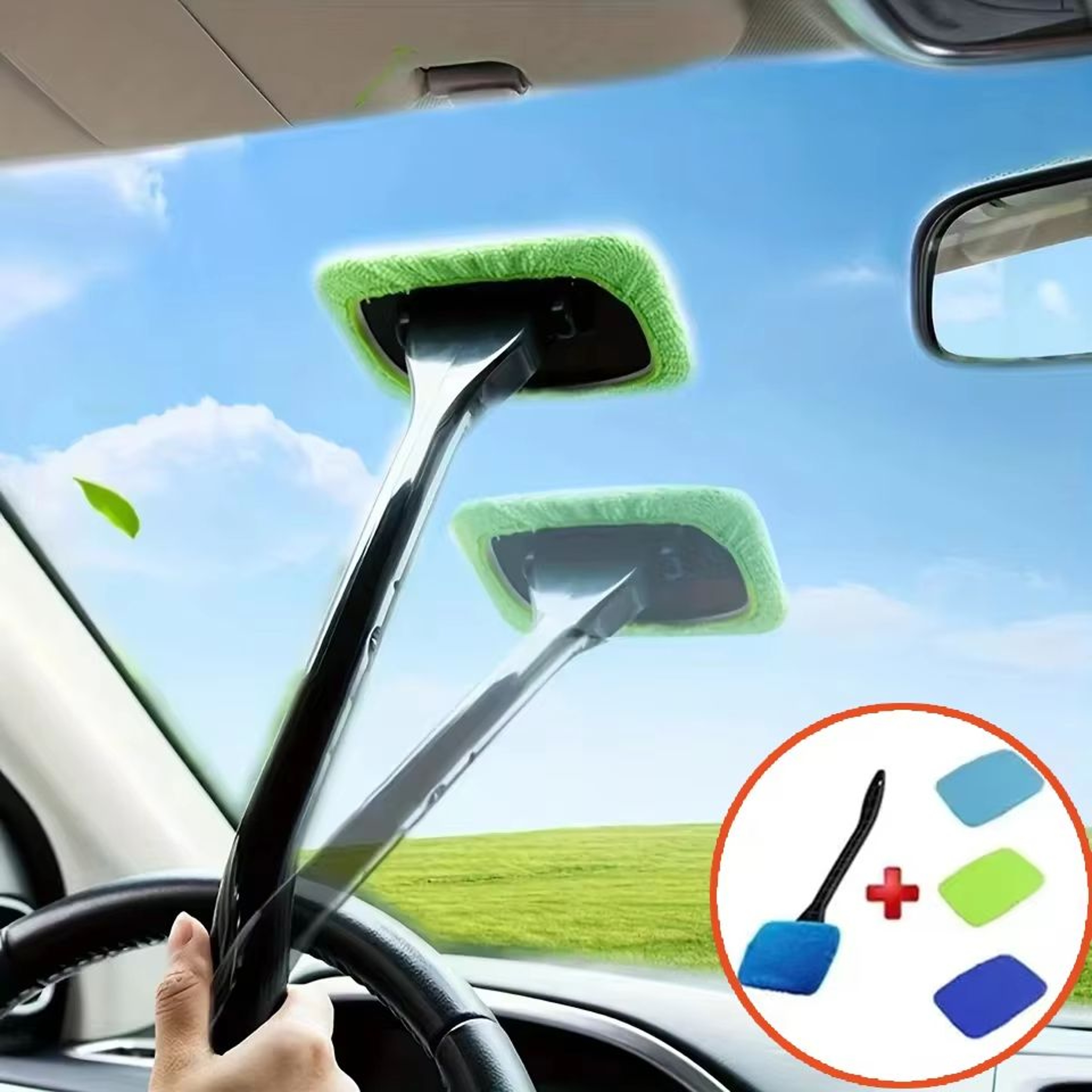 BenefitDrive LongReach Car Window Cleaner Tool  Windshield Cleaning Kit  Auto Glass Wiper Brush Wit 0
