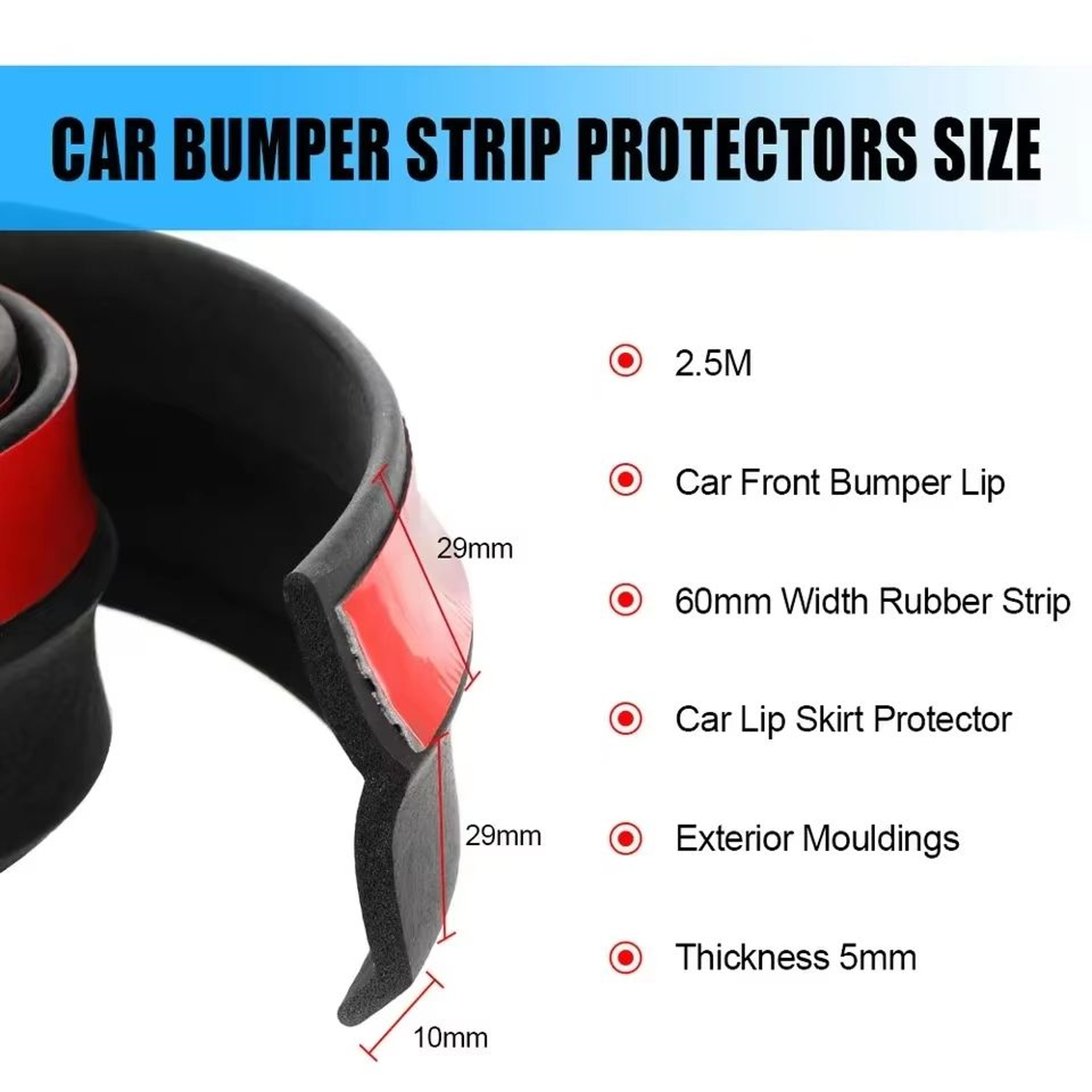DriveGuard 25 M Universal Car Lip Skirt Protector  60 Mm Wide Rubber Strip For Front  Side Bumper G 2