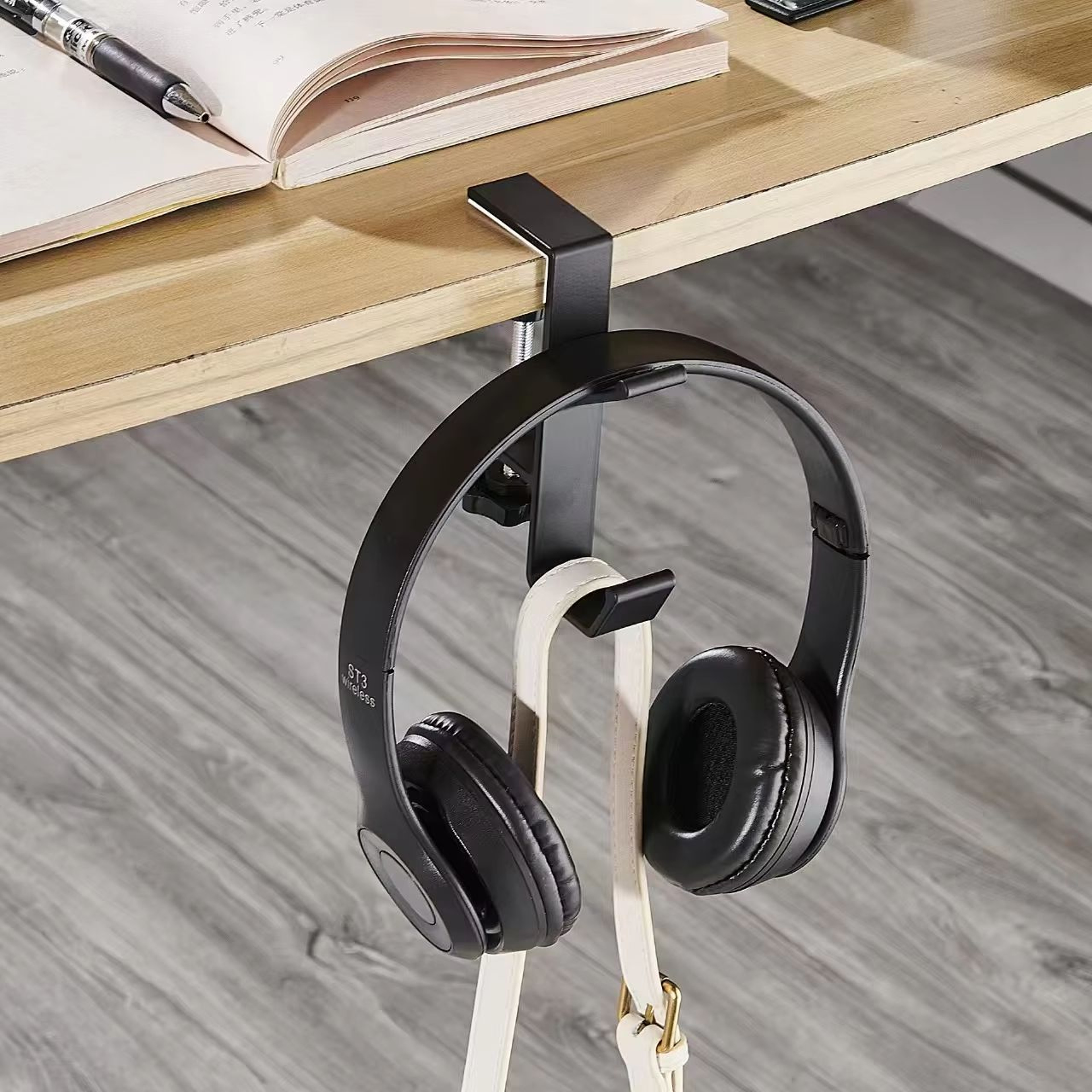 Adjustable DeskEdge Hook Hanger For Headsets  Bags Universal Clamp Mount 0