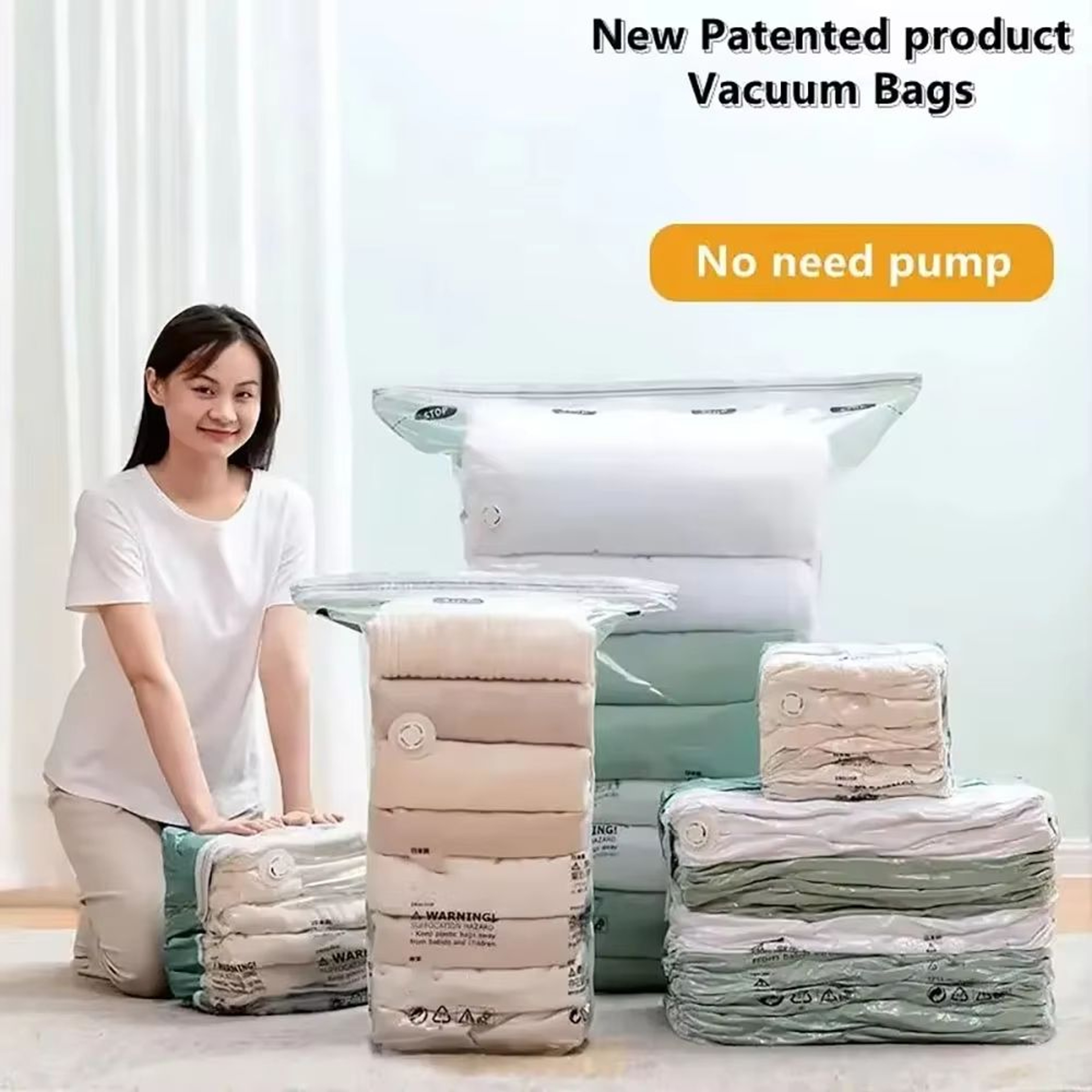 NoPump Mega Compression Storage Bags  Large Reusable Vacuum Bags For Clothes  Blankets 2