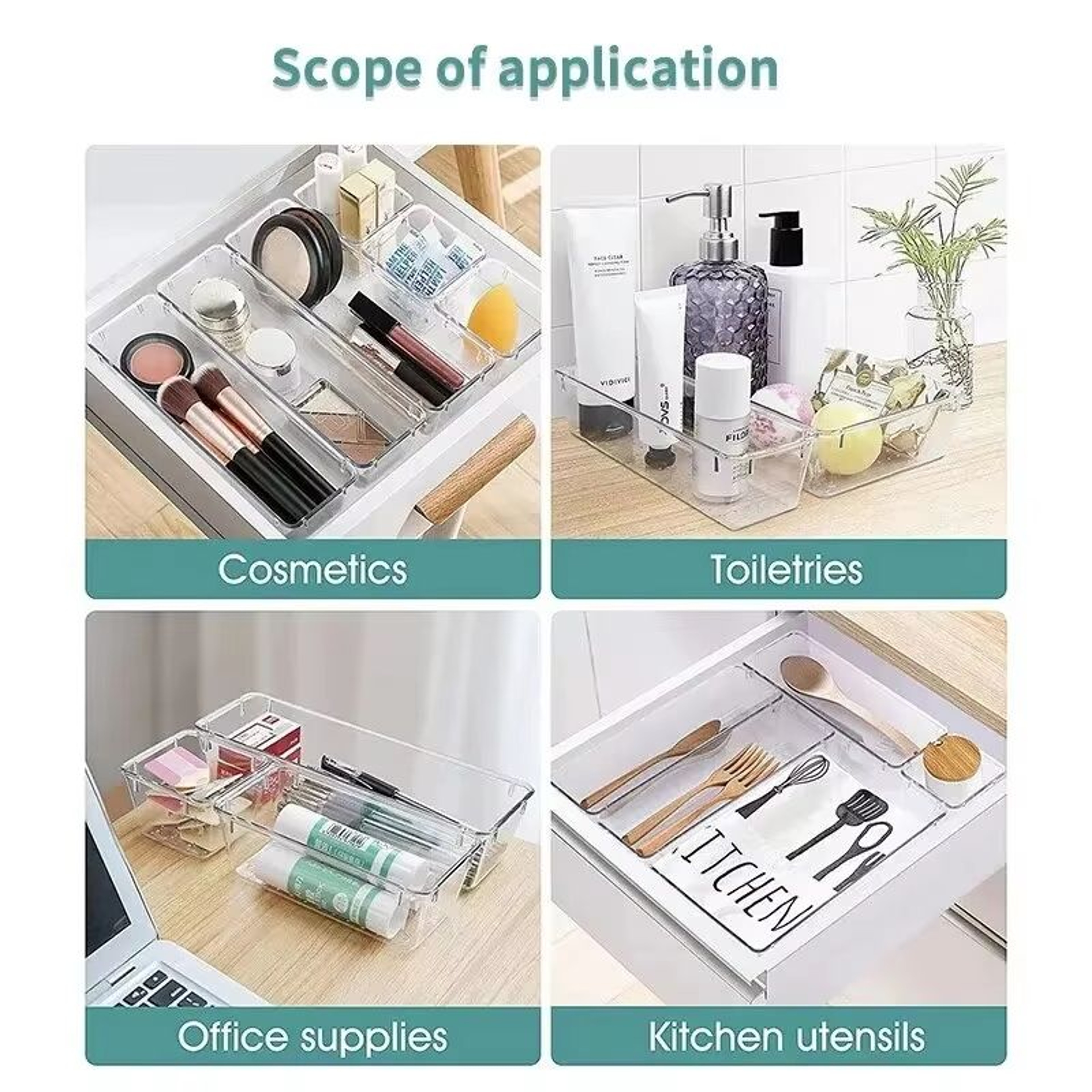 ClearView Modular Plastic Drawer Organizer Set 2 714 Pcs  Dividers  Bins For Desk Dresser  Office 4