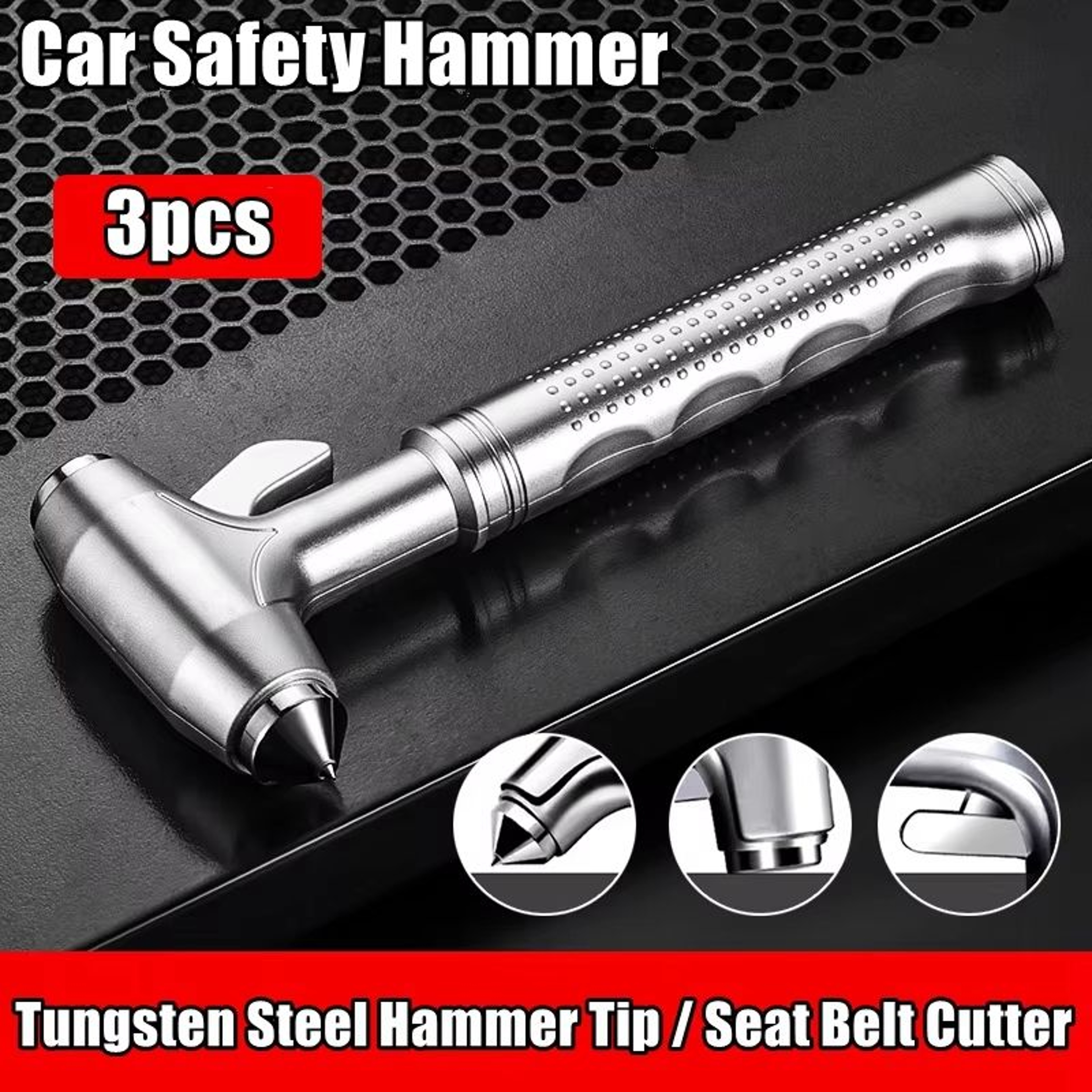 JUSTINLAU 2in1 Car Safety Hammer  Seatbelt Cutter  Emergency Escape Tool With Window Breaker 9