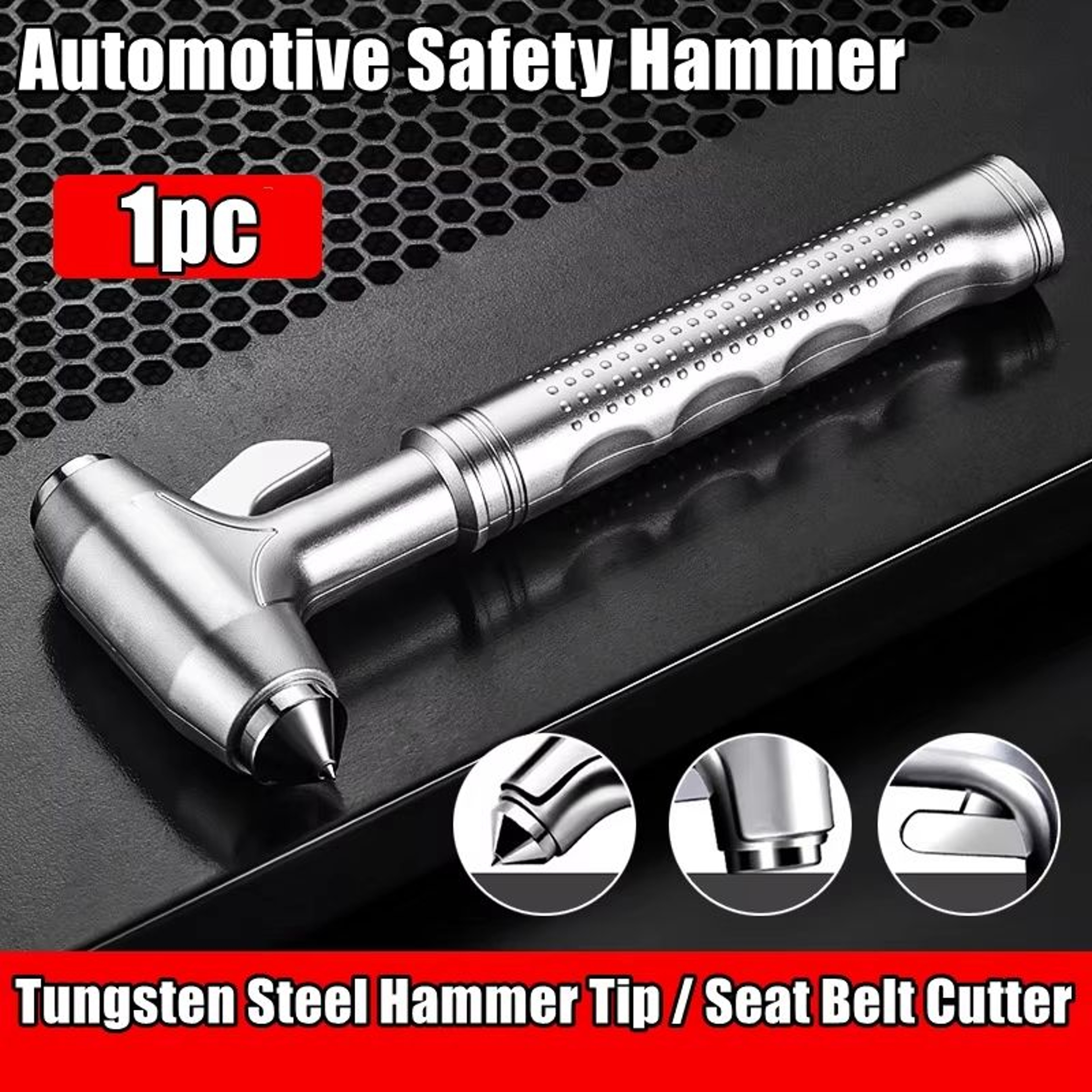 JUSTINLAU 2in1 Car Safety Hammer  Seatbelt Cutter  Emergency Escape Tool With Window Breaker 6